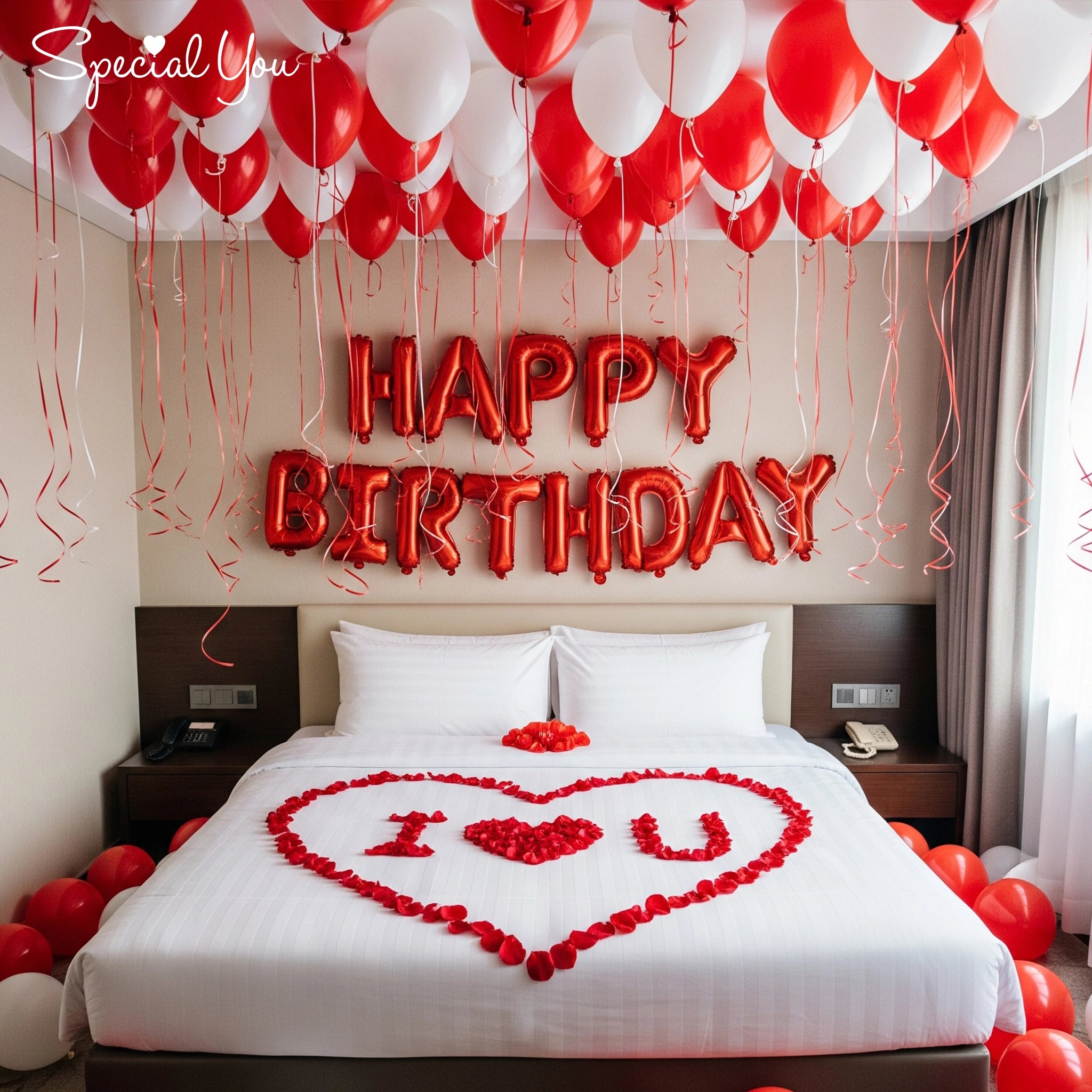 Red & White Romantic Birthday Decor