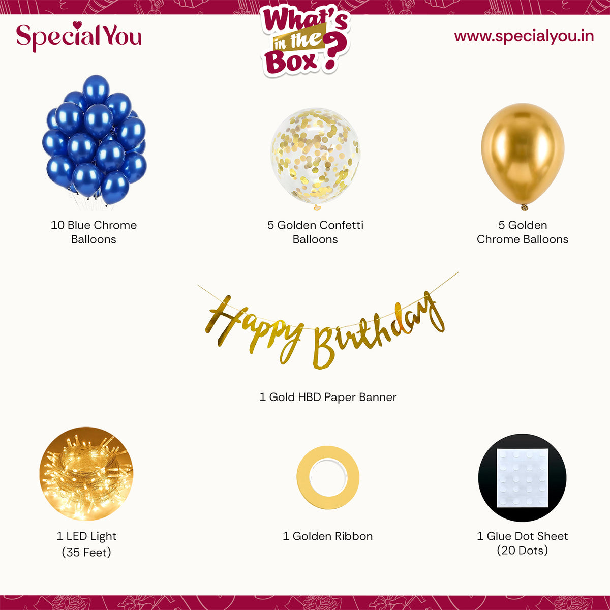 Blue & Gold Birthday Decoration DIY Kit