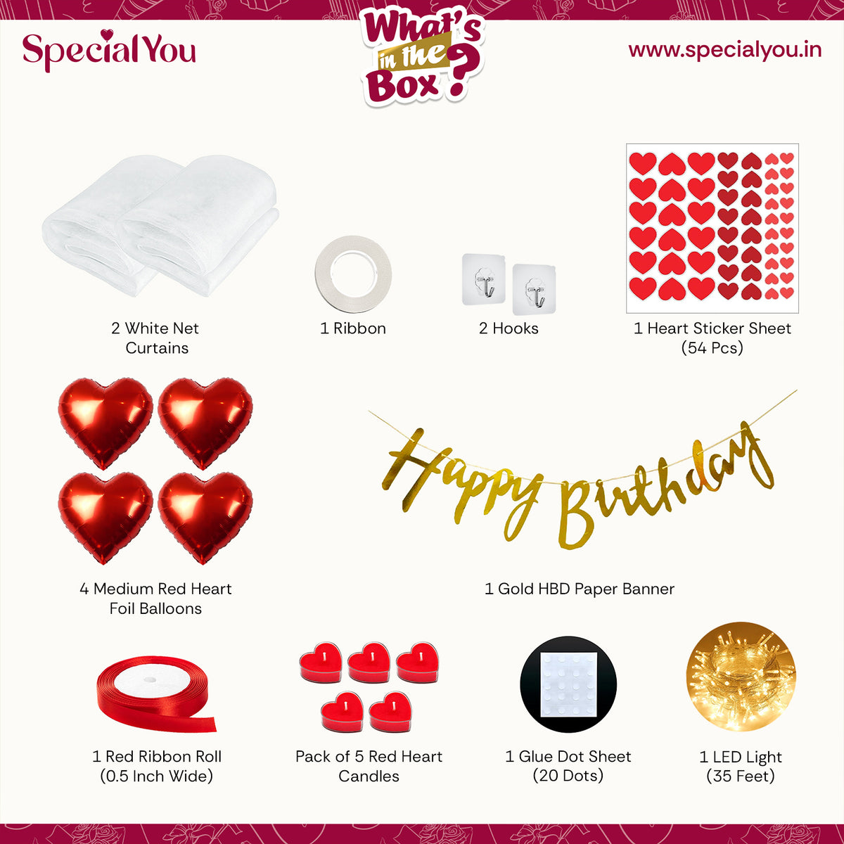 Red Heart Birthday Decoration DIY Kit