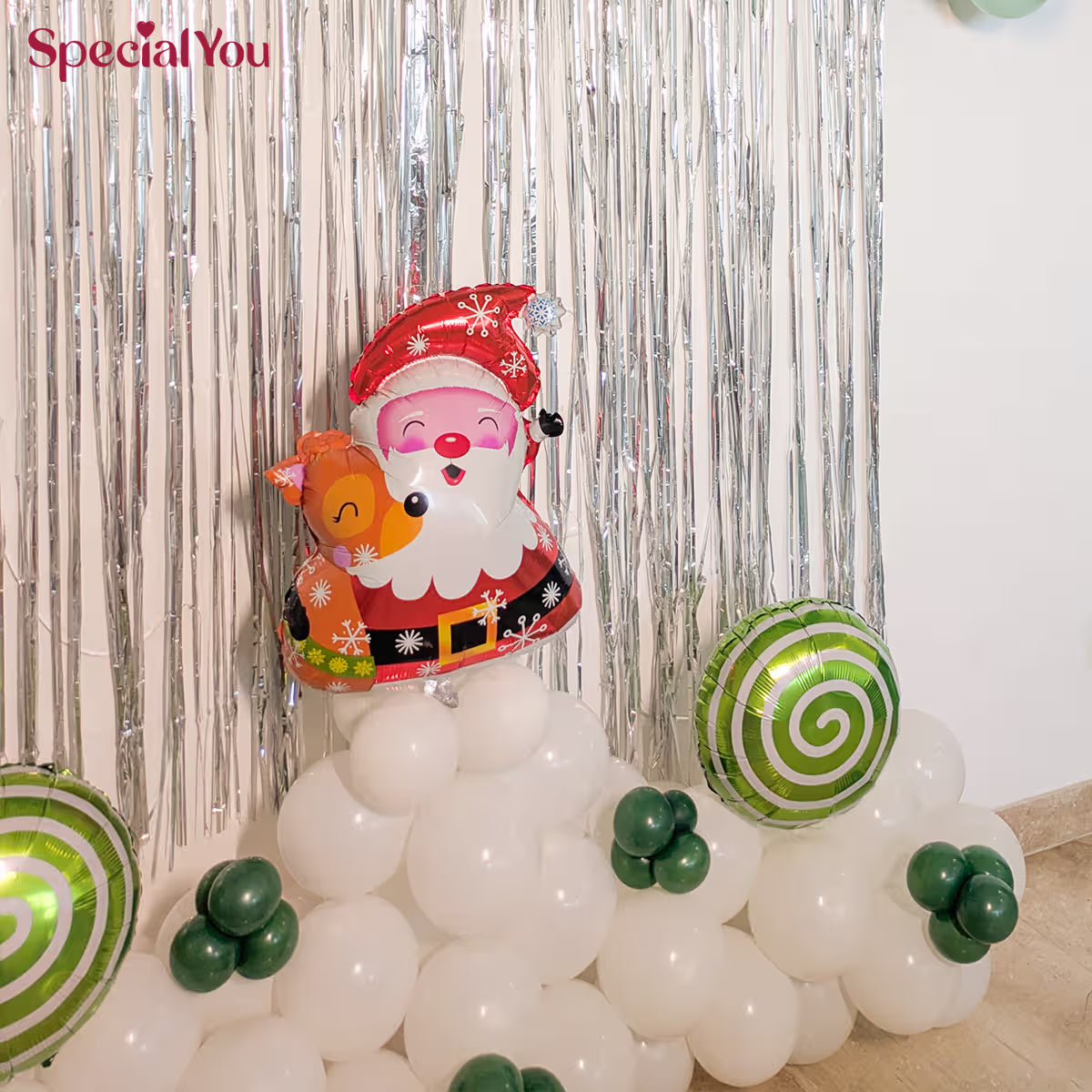 Elegant Christmas Green Balloon Arch Decoration