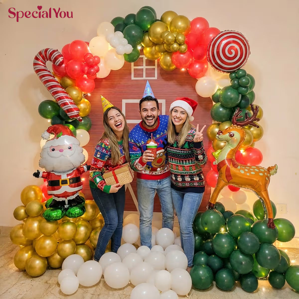 Christmas Balloon Arch with Barn Door Theme