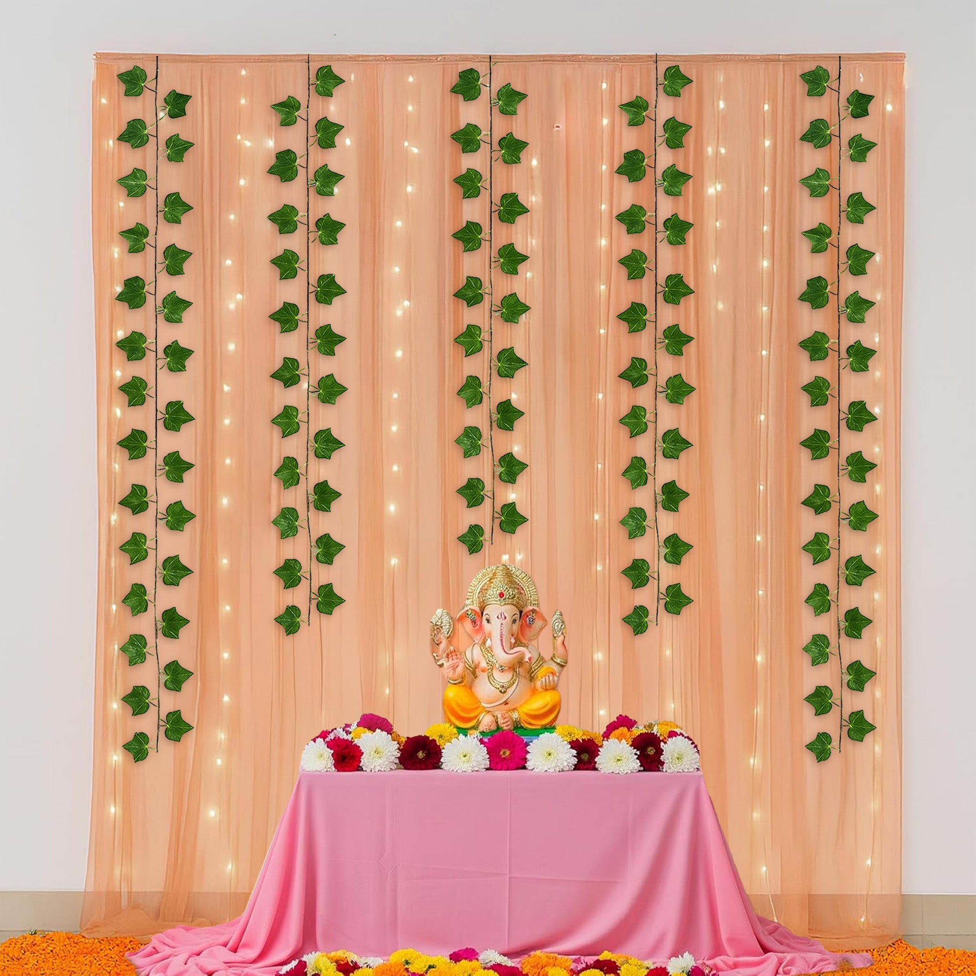 Ganpati Peach Aesthetic Pooja Décor