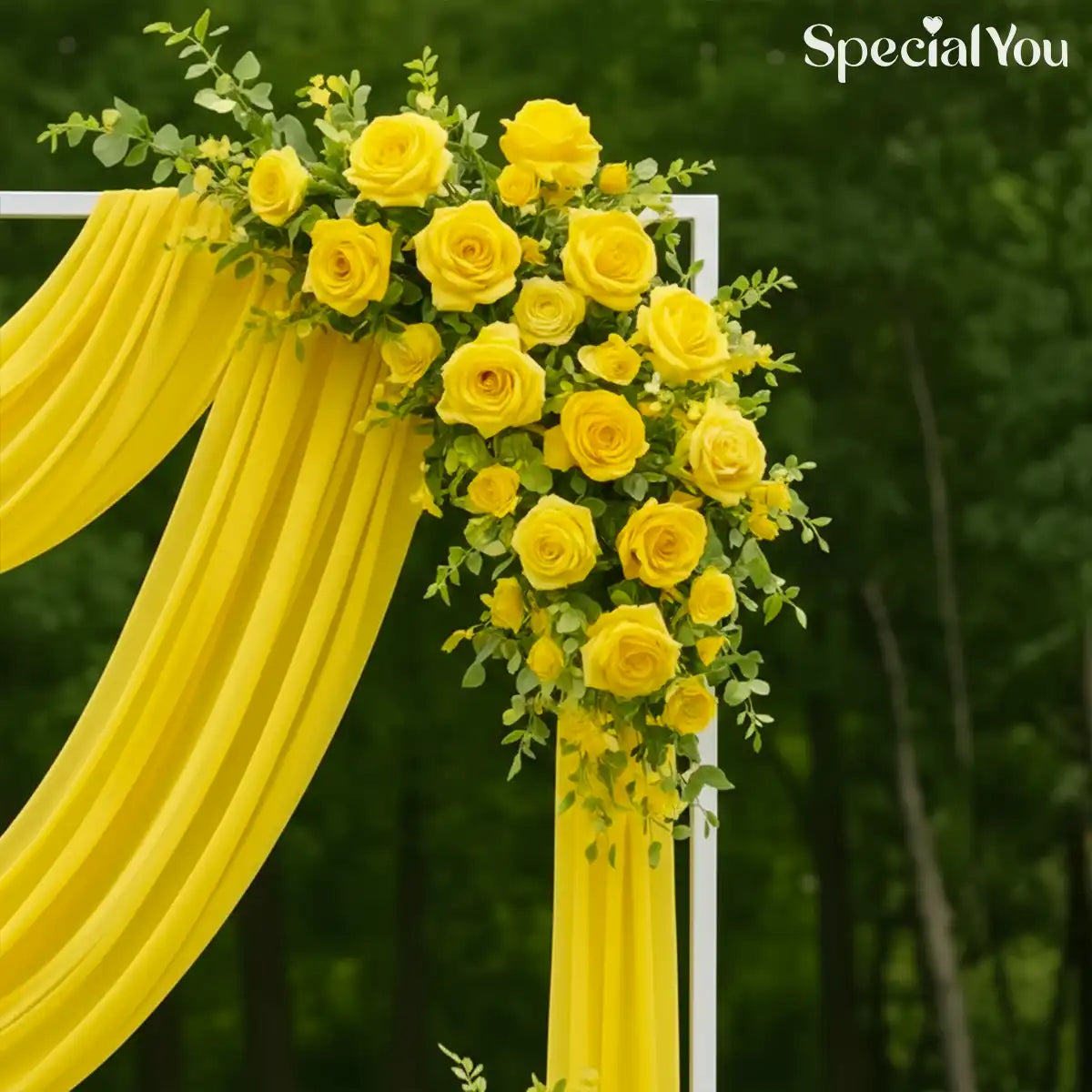 Garden Style Yellow Floral Draped Backdrop Decor