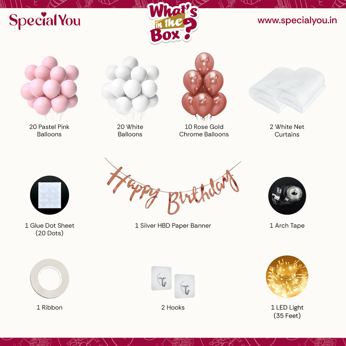 Rose Gold Pink Theme Birthday Decoration DIY Kit