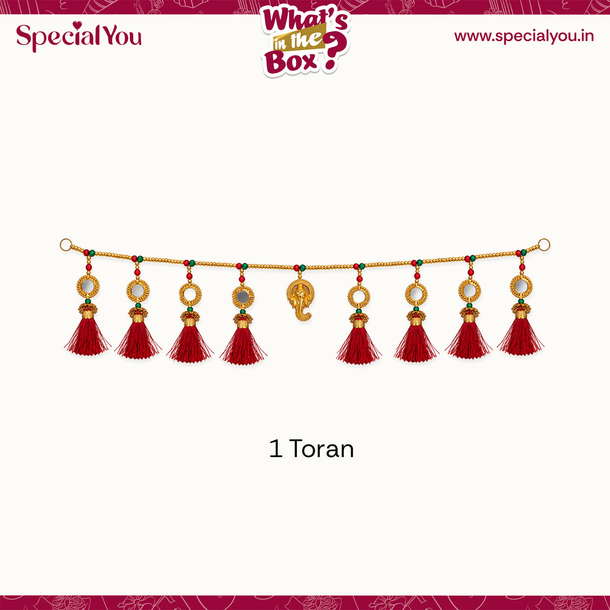 Red Mirror Toran for Diwali Decoration for Home