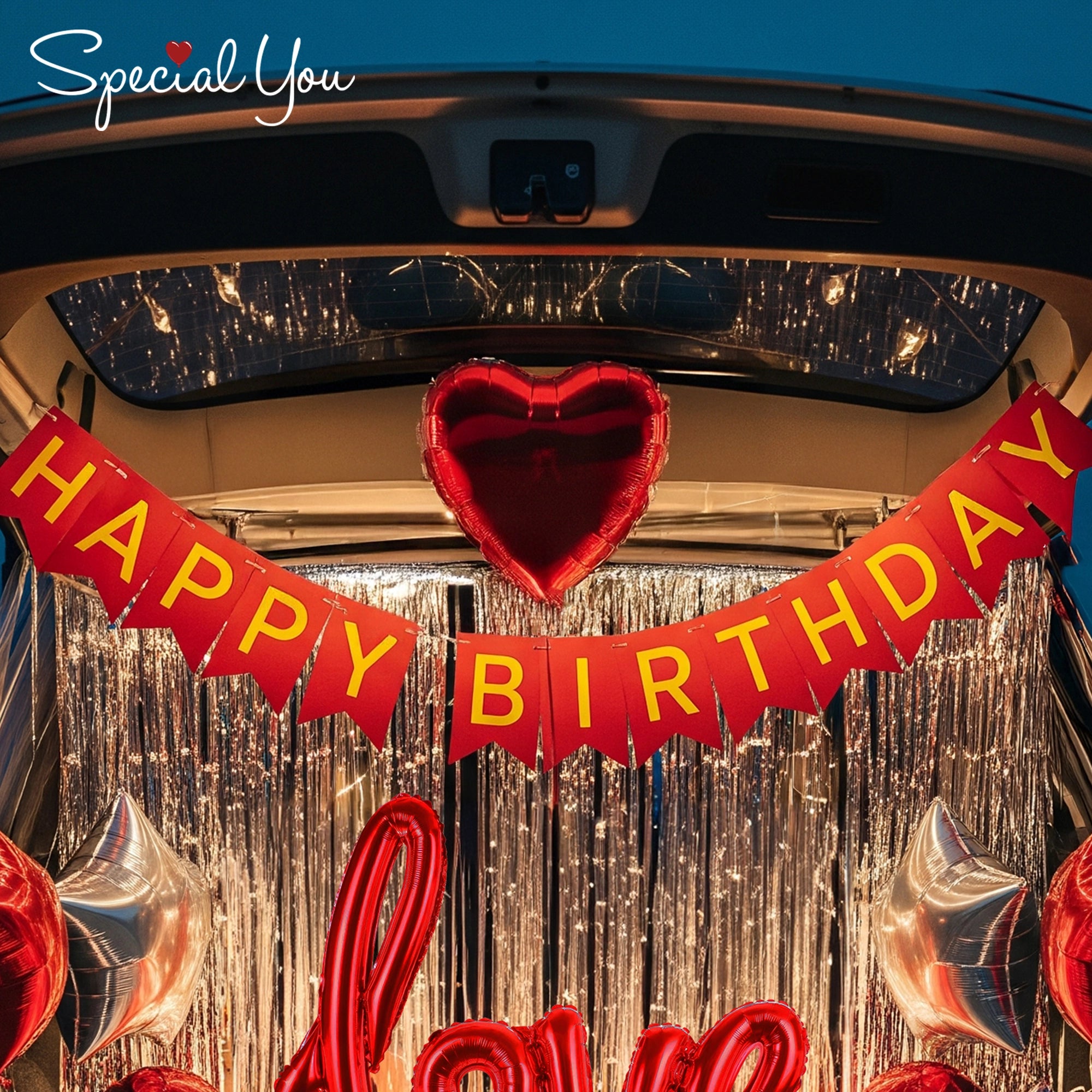 Red & Silver Car Boot Birthday Decor