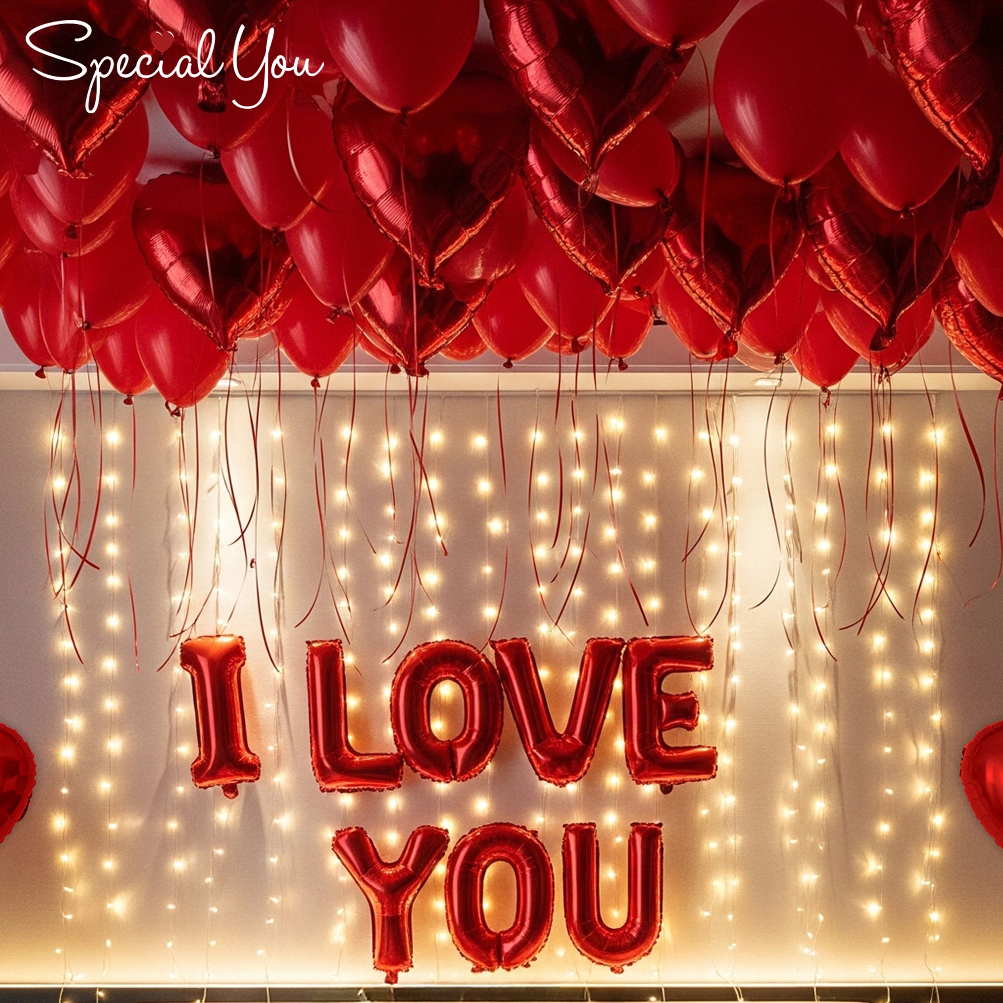 Red I Love You Balloon Decor