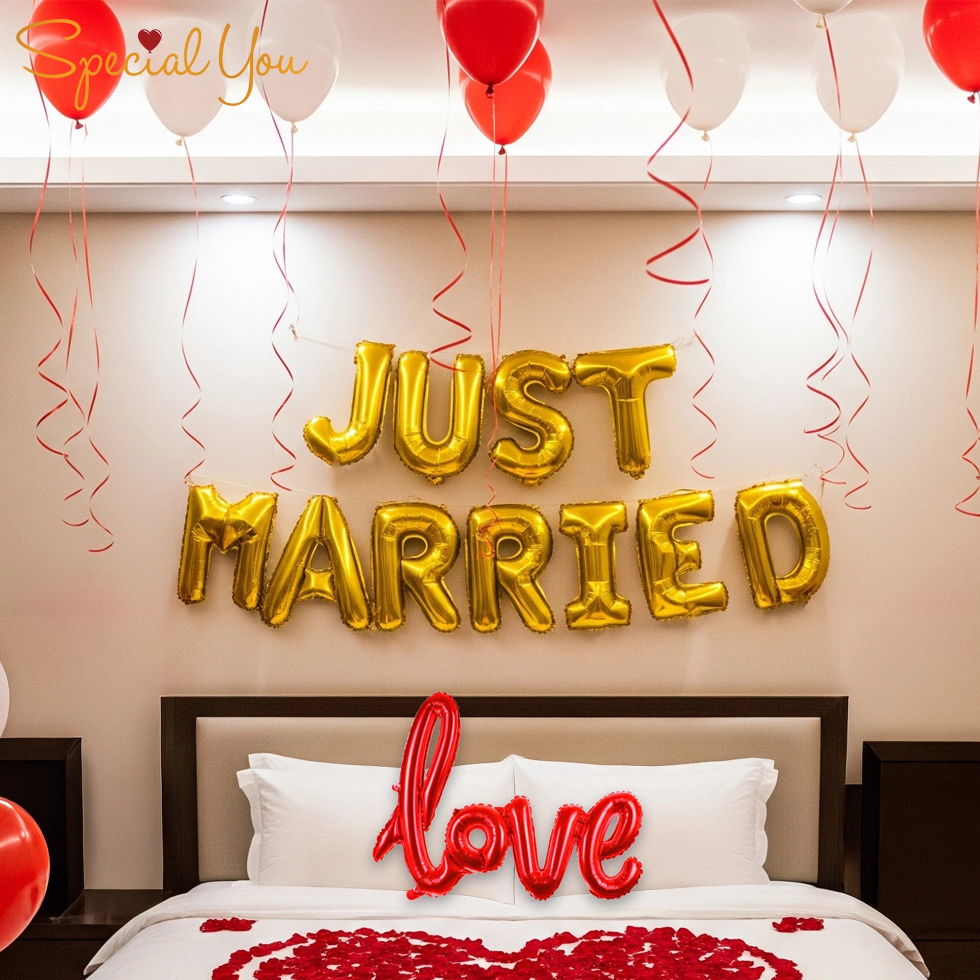 First Night Balloon & Rose Petal Room Decor