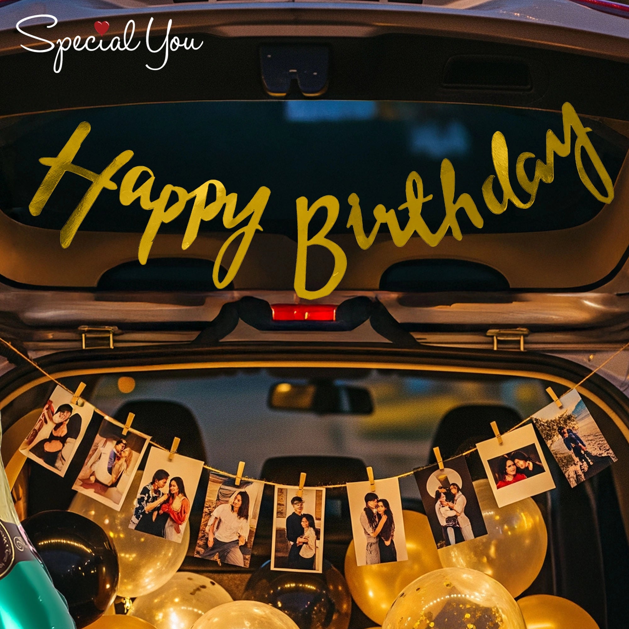 Black & Gold Car Boot Birthday Decor