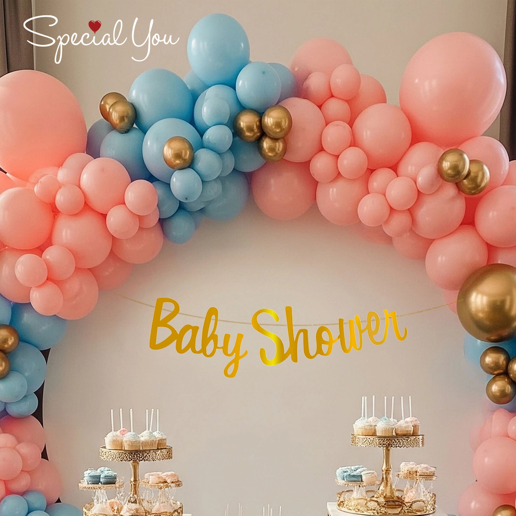 Pink-Blue Bloom Baby Shower Decor