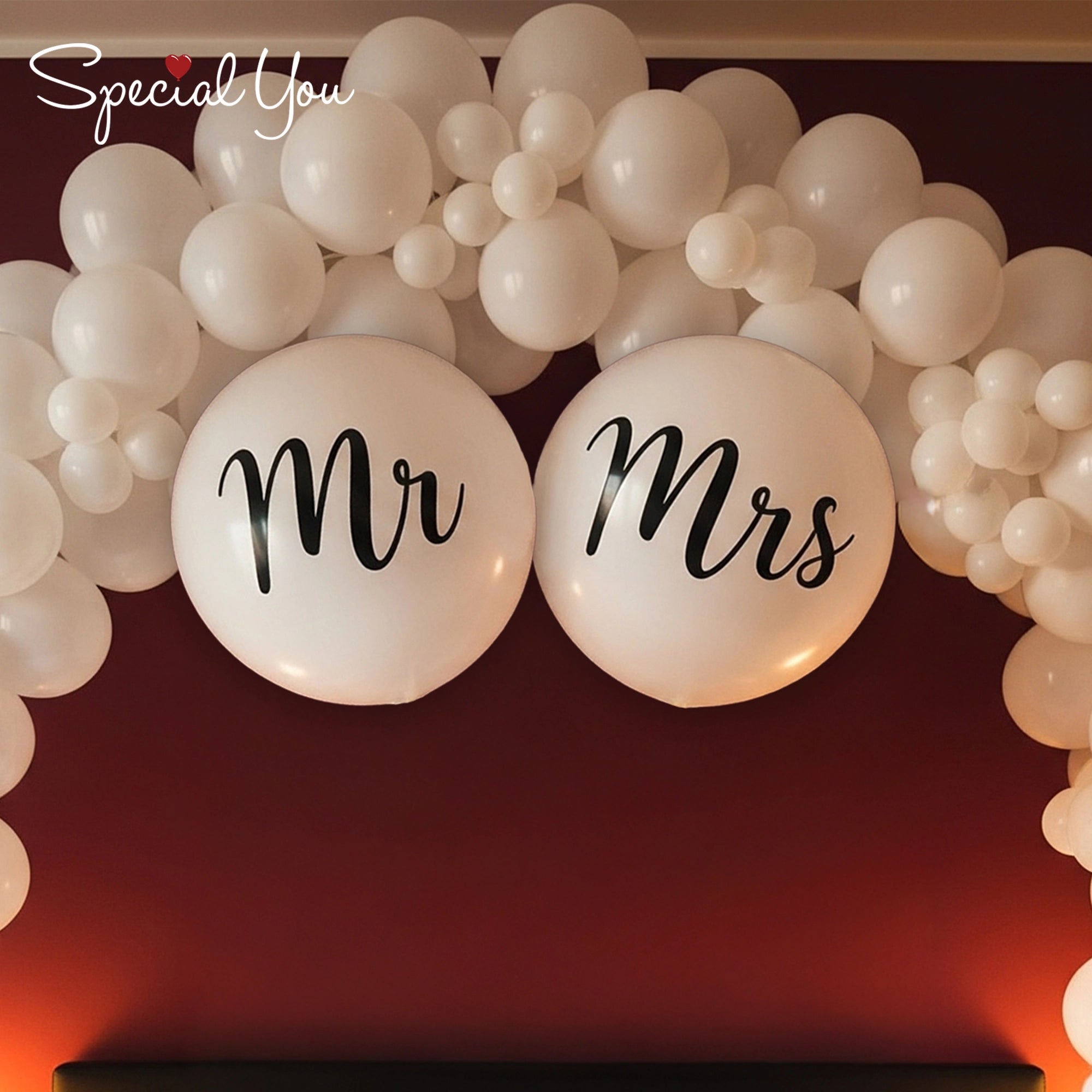 Mr & Mrs White Balloon Decor