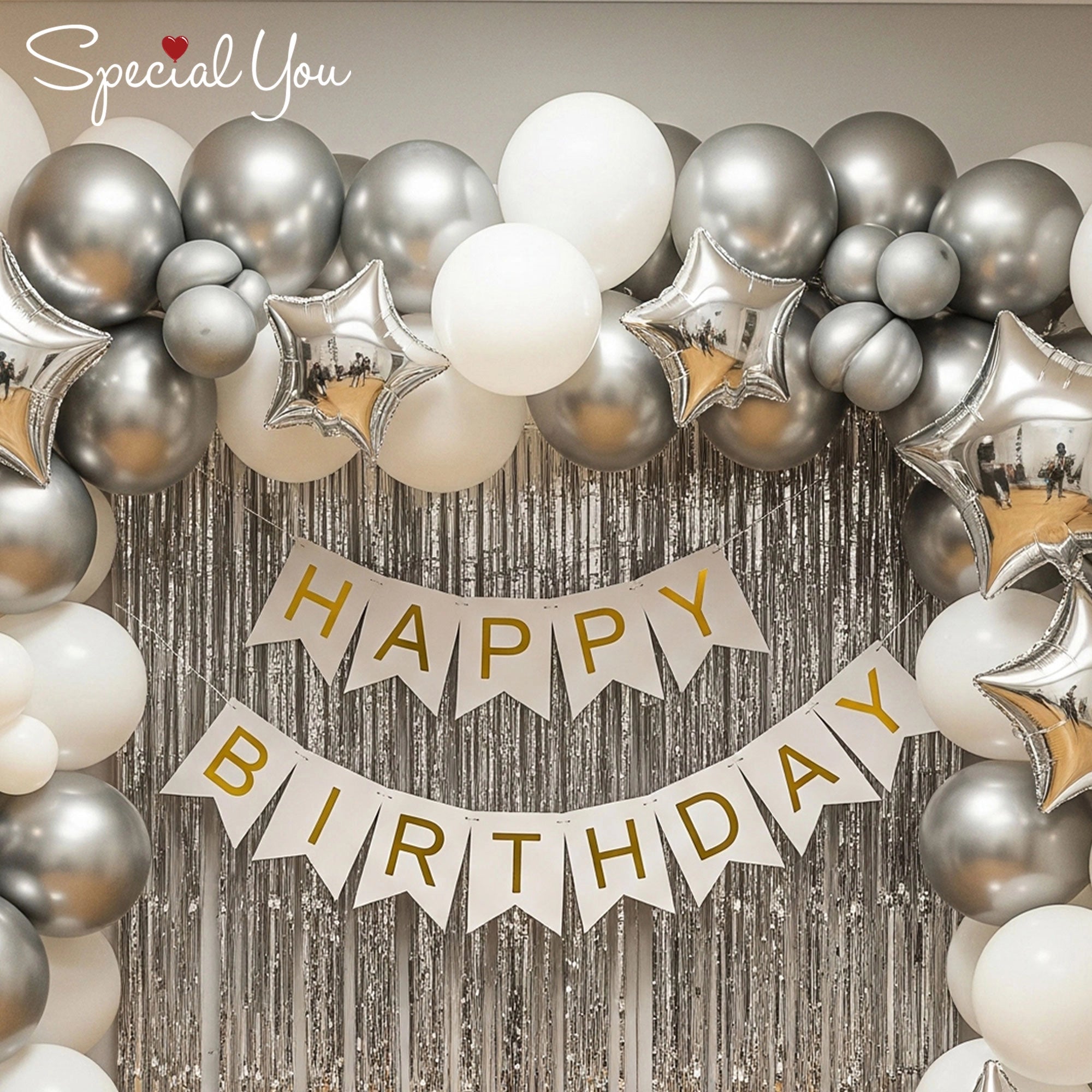 Silver Sparkle Star Balloon Decor