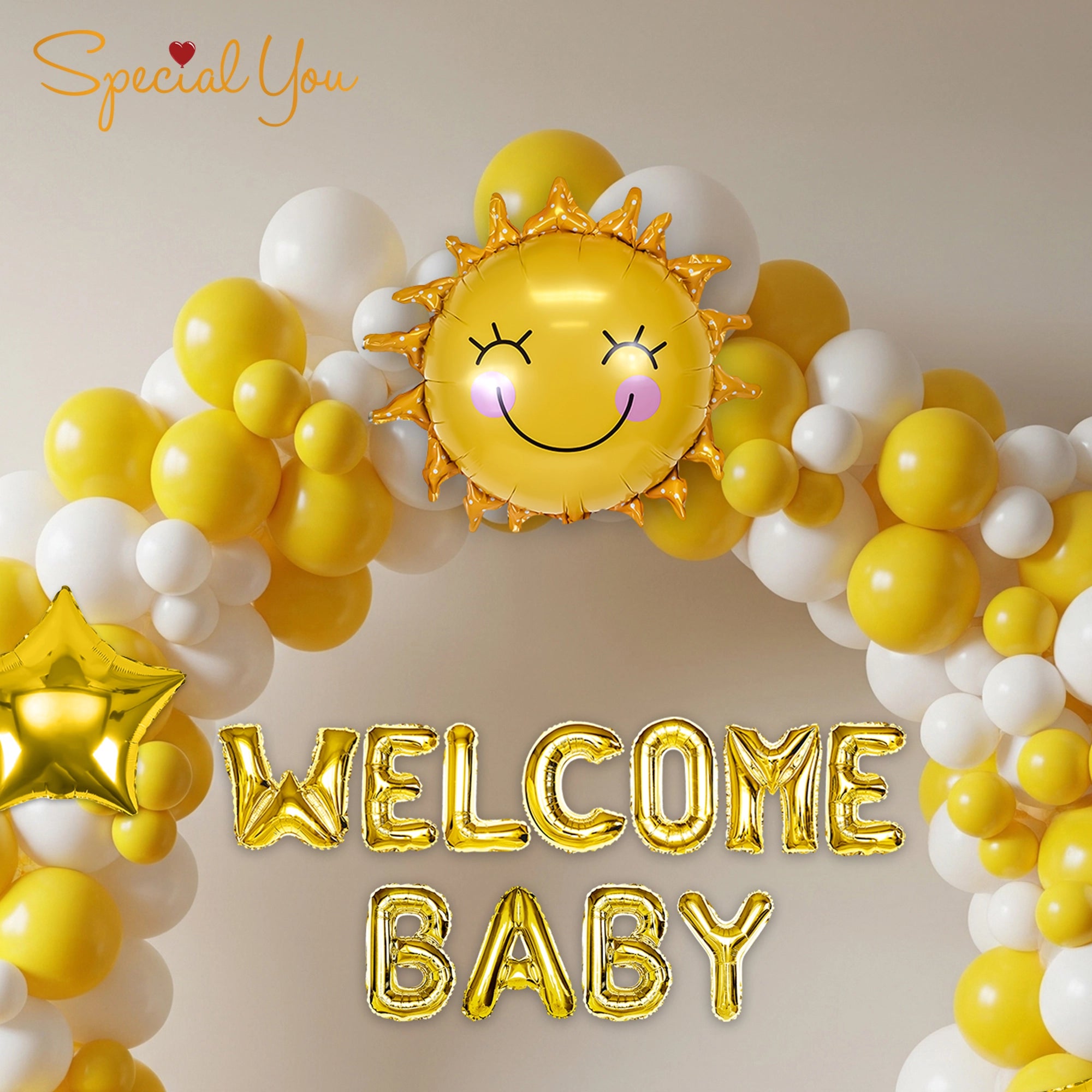 Yellow & White Baby Shower Decor