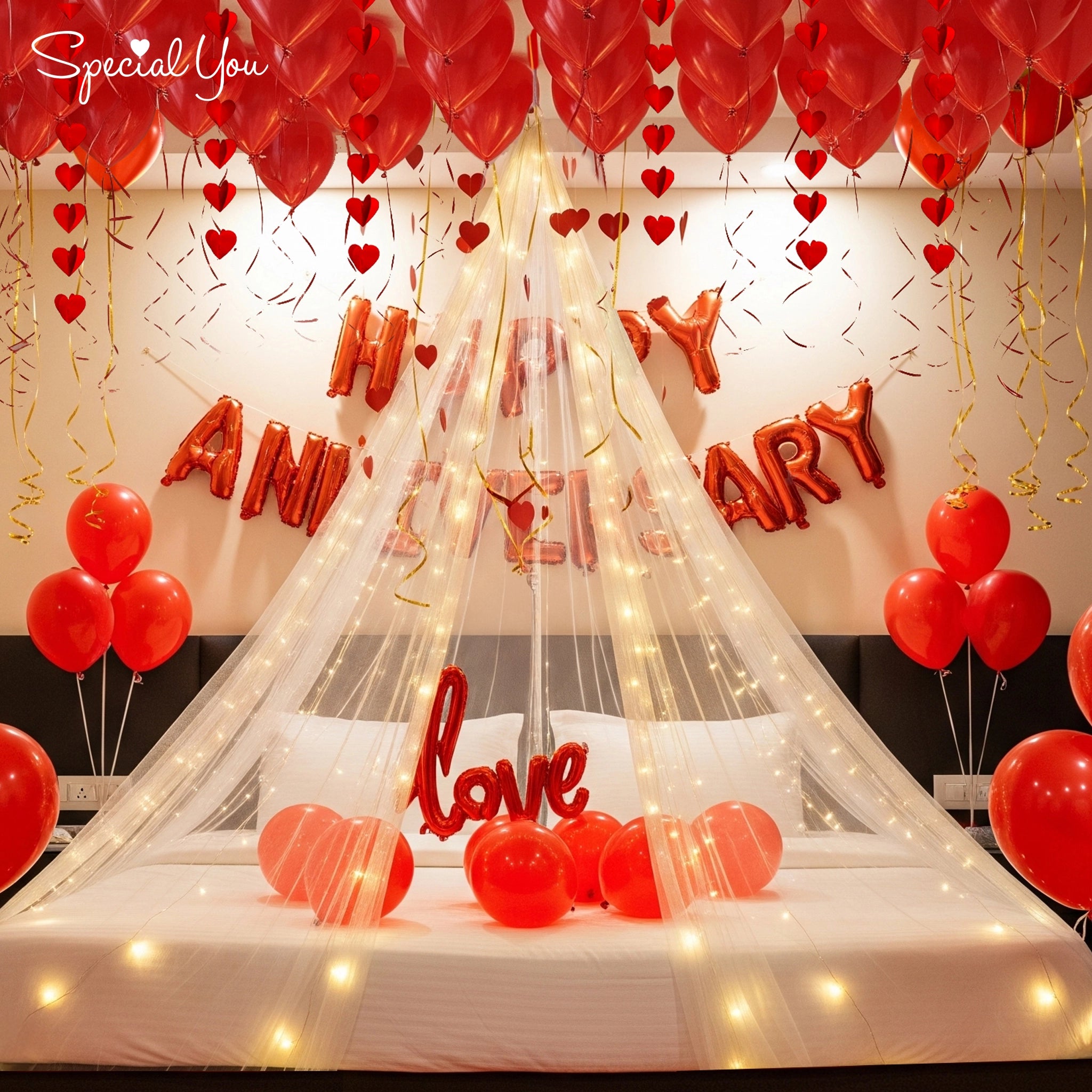 Romantic Canopy Anniversary Decor