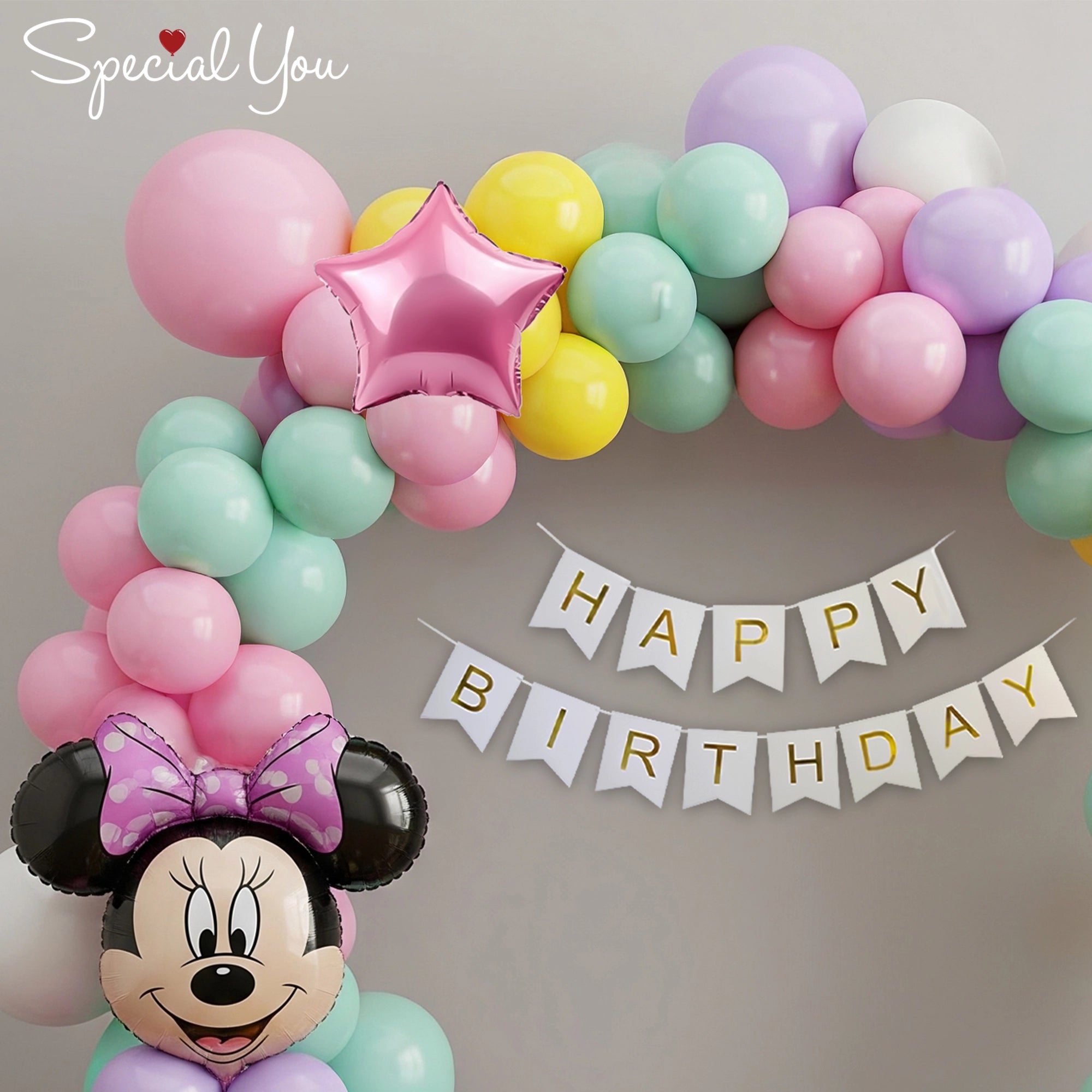 Minnie Mouse Pretty Pastel Balloon Arch Decor
