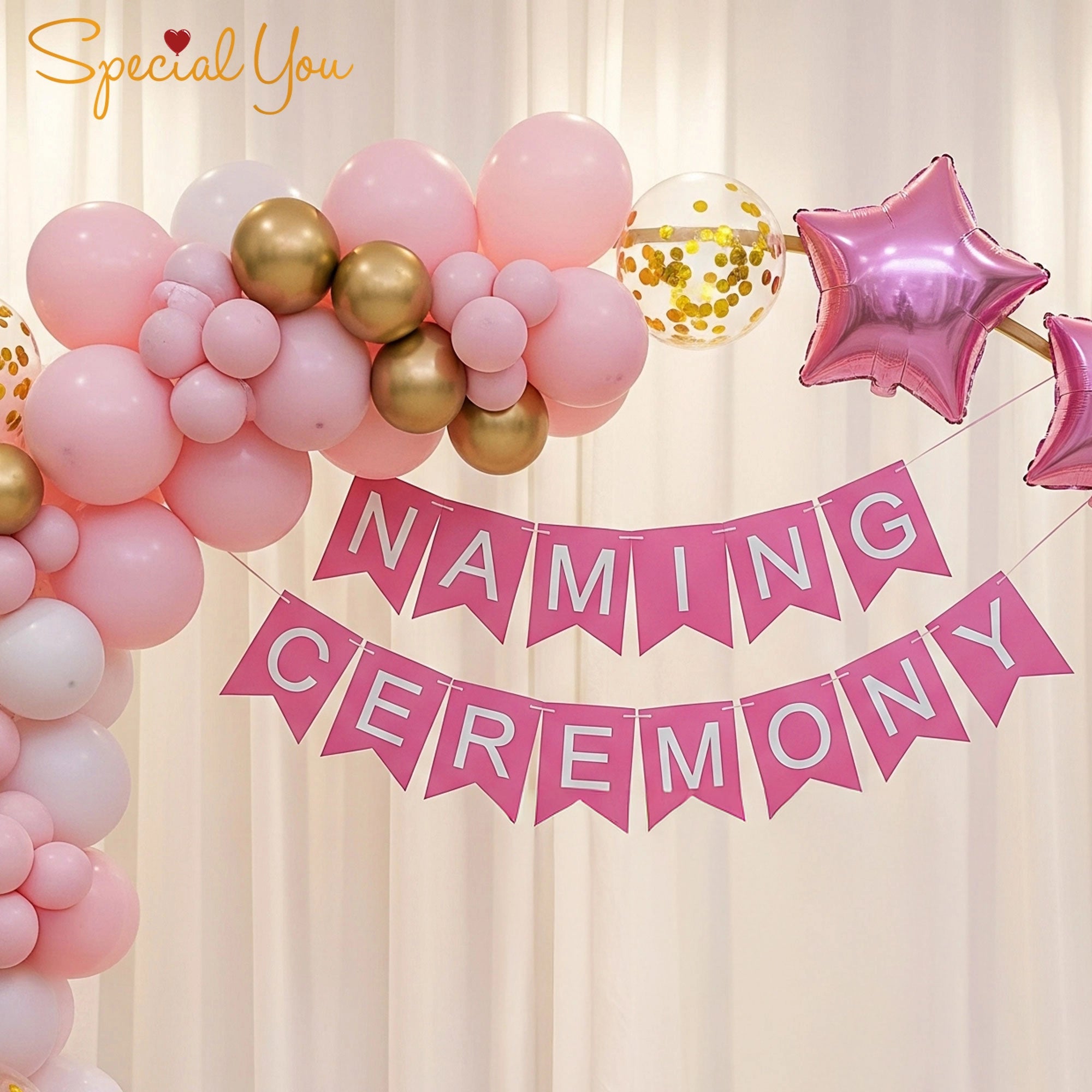 Baby Girl Naming Ceremony Balloon Decor