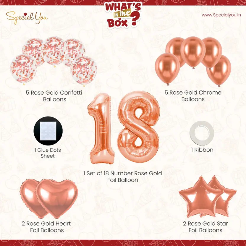 18th Birthday Rose Gold Balloon Decor Kit
