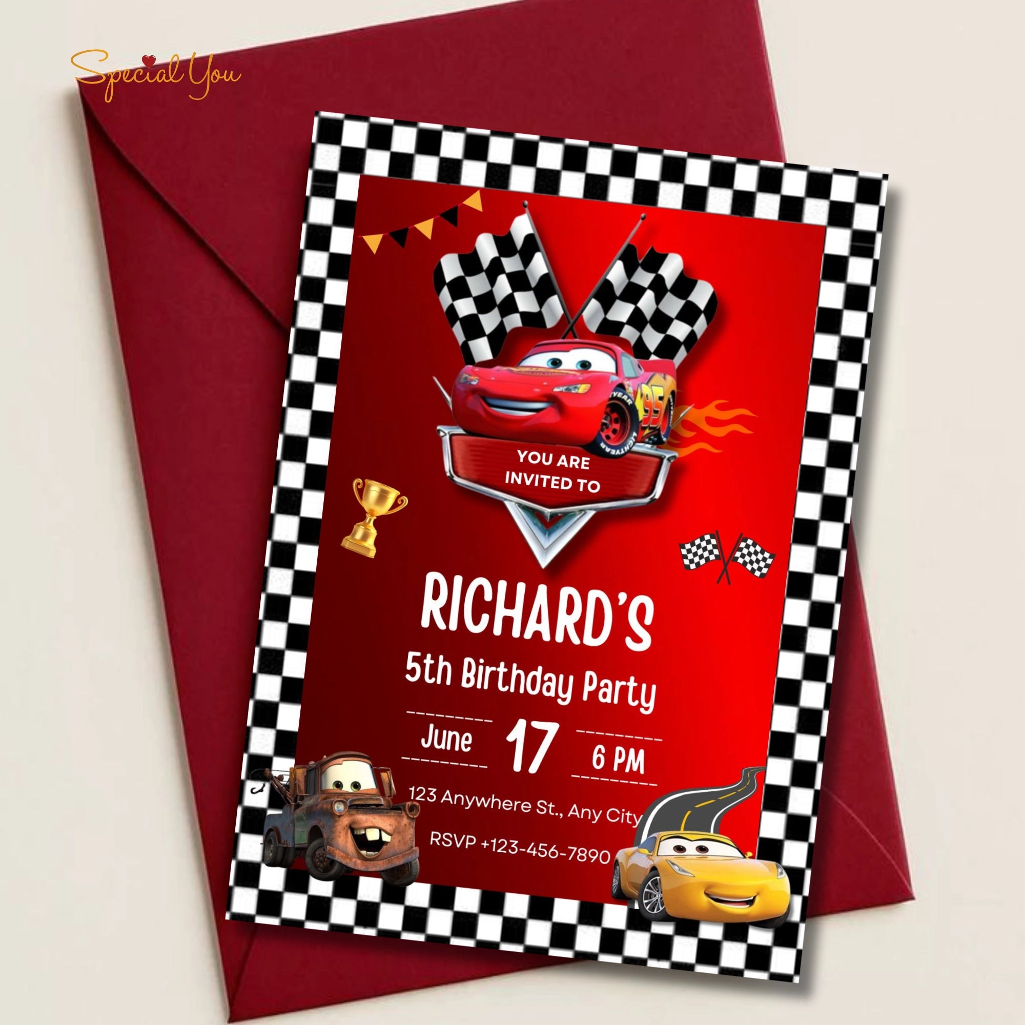 Lightning McQueen Car Theme E-Invite
