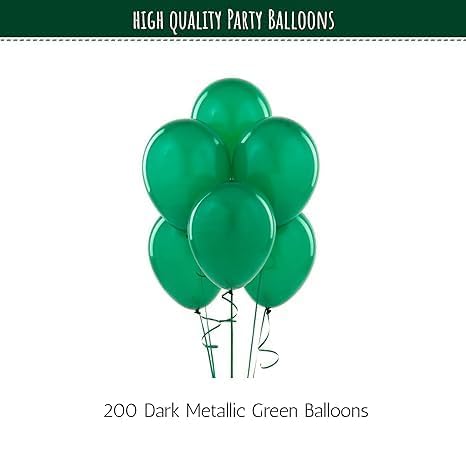 200 Dark Metallic Green Balloons