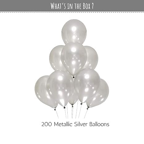 200 Metallic Silver Balloons