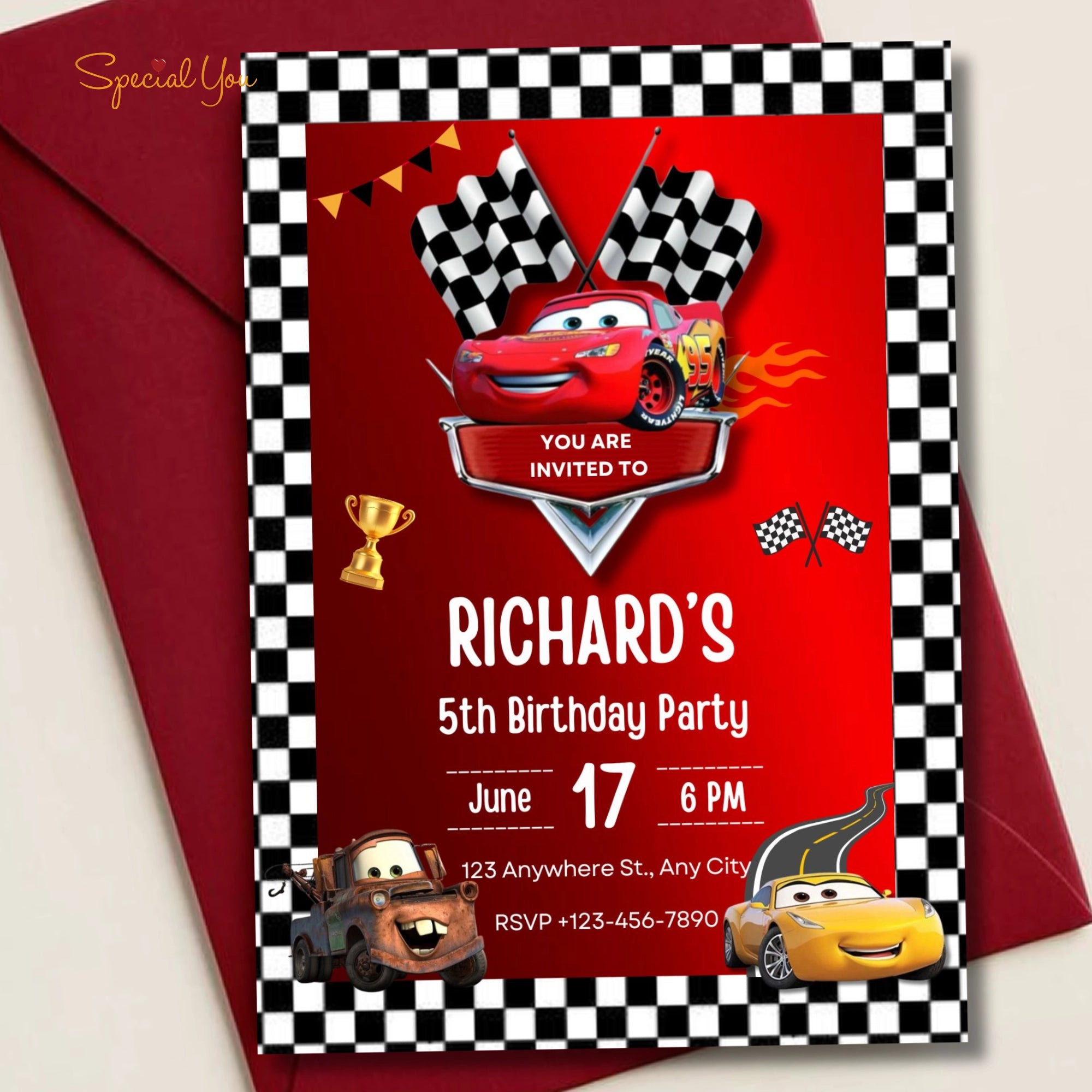 Lightning McQueen Car Theme E-Invite