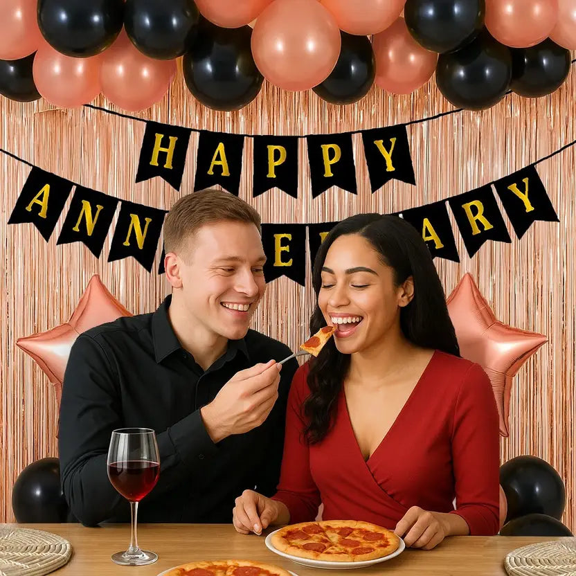 RoseGold- Black Anniversary Decor
