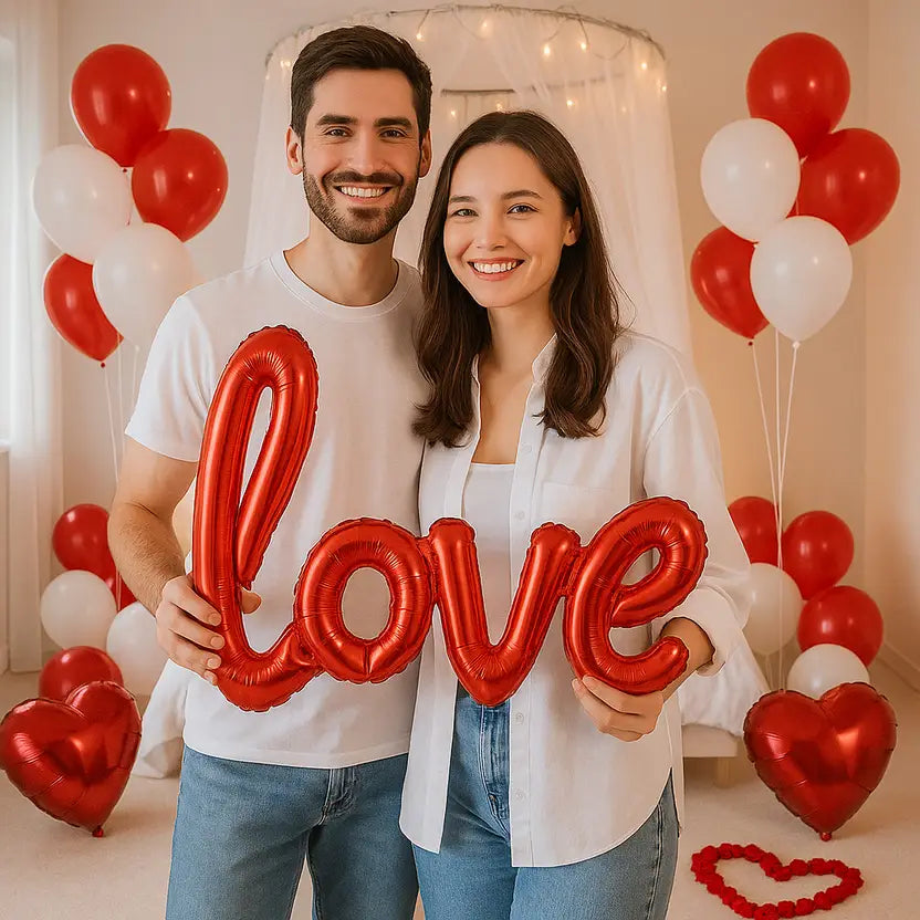 Red, White Romantic Room Decor