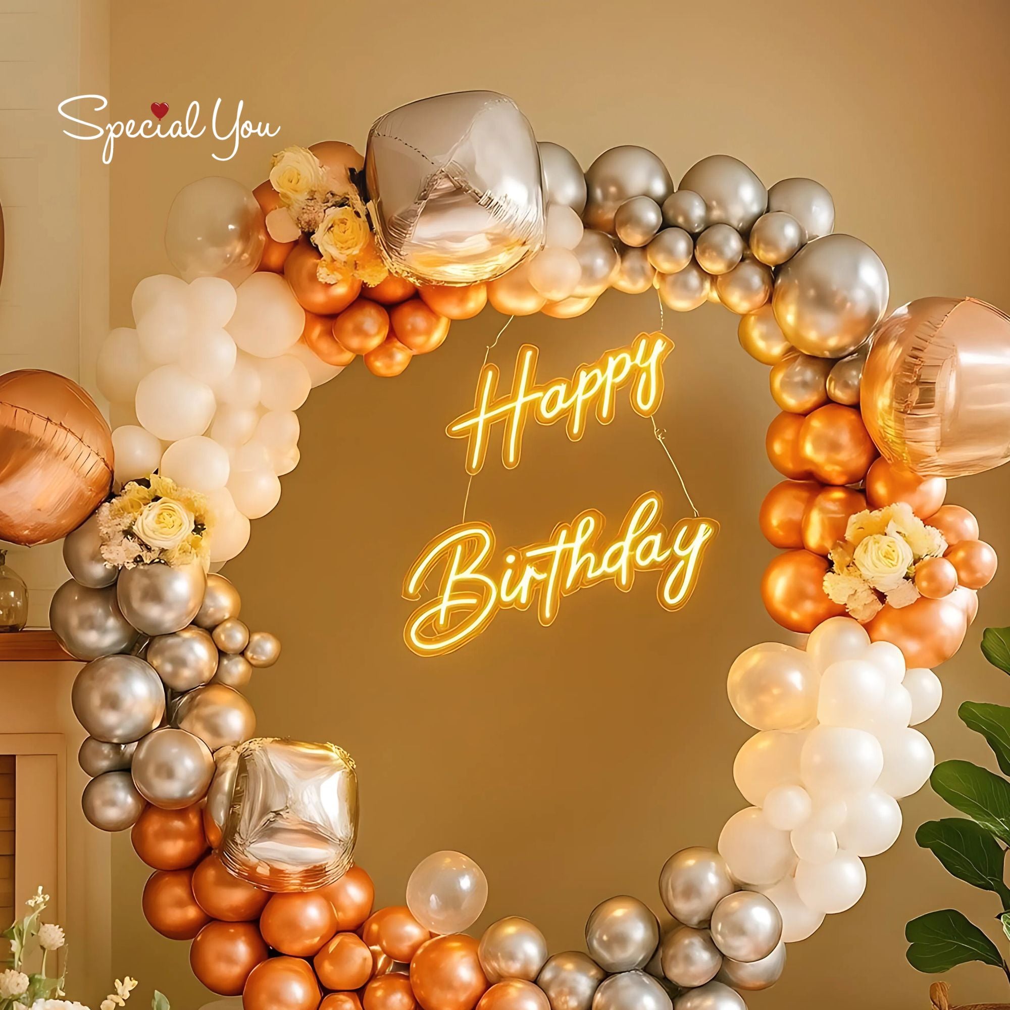 Silver Rosegold Grandeur Birthday Decor