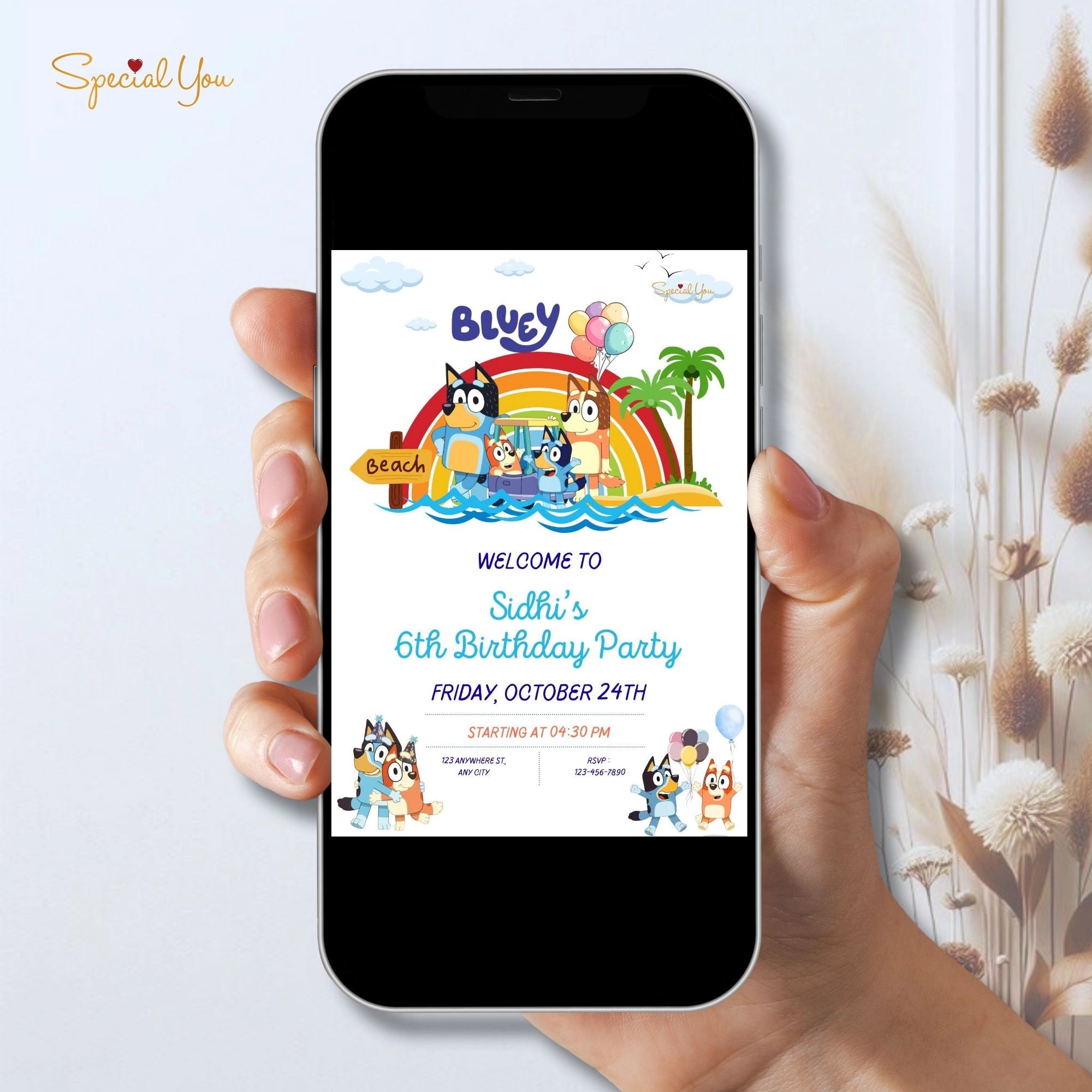 Bluey Birthday Beach Party E-Invite
