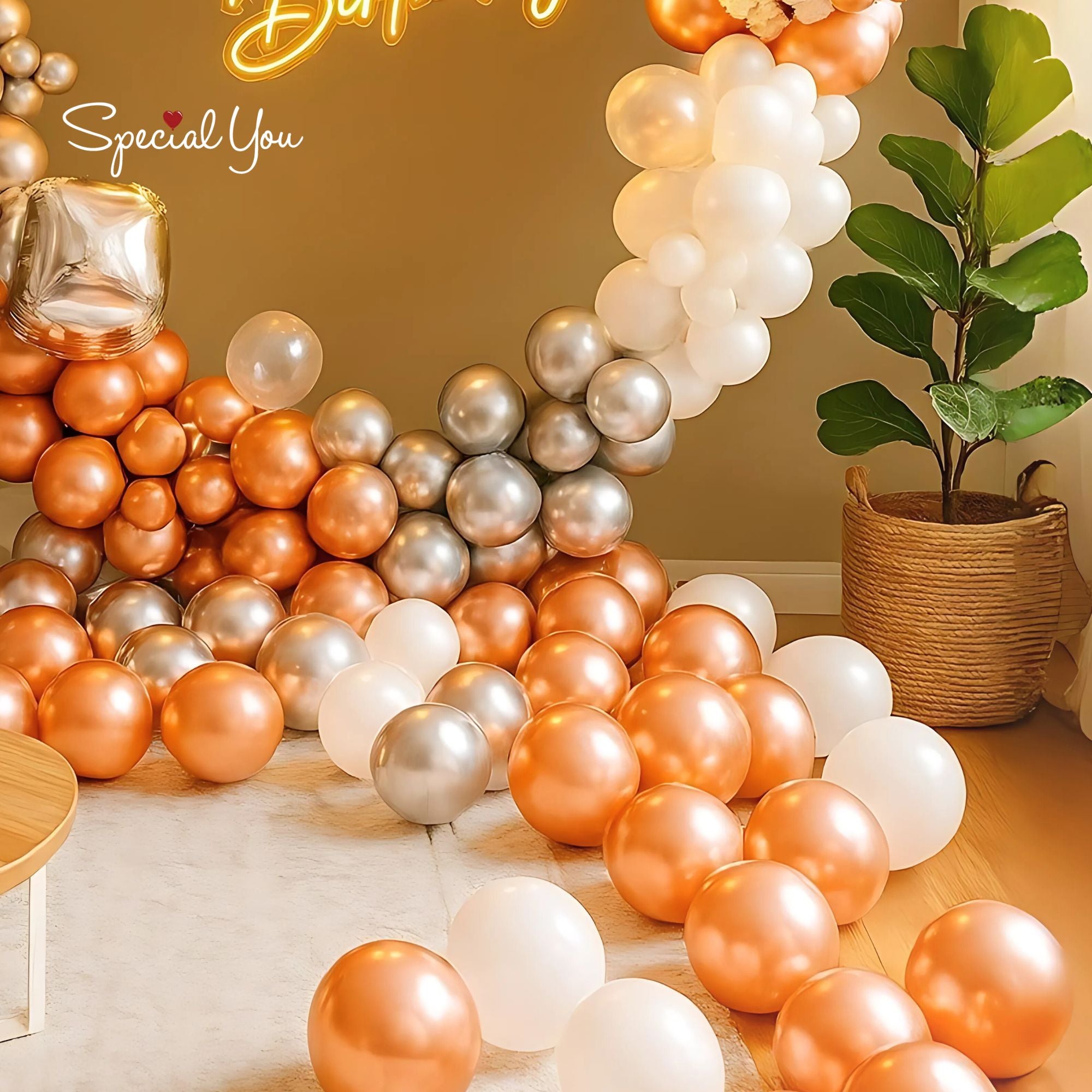 Silver Rosegold Grandeur Birthday Decor