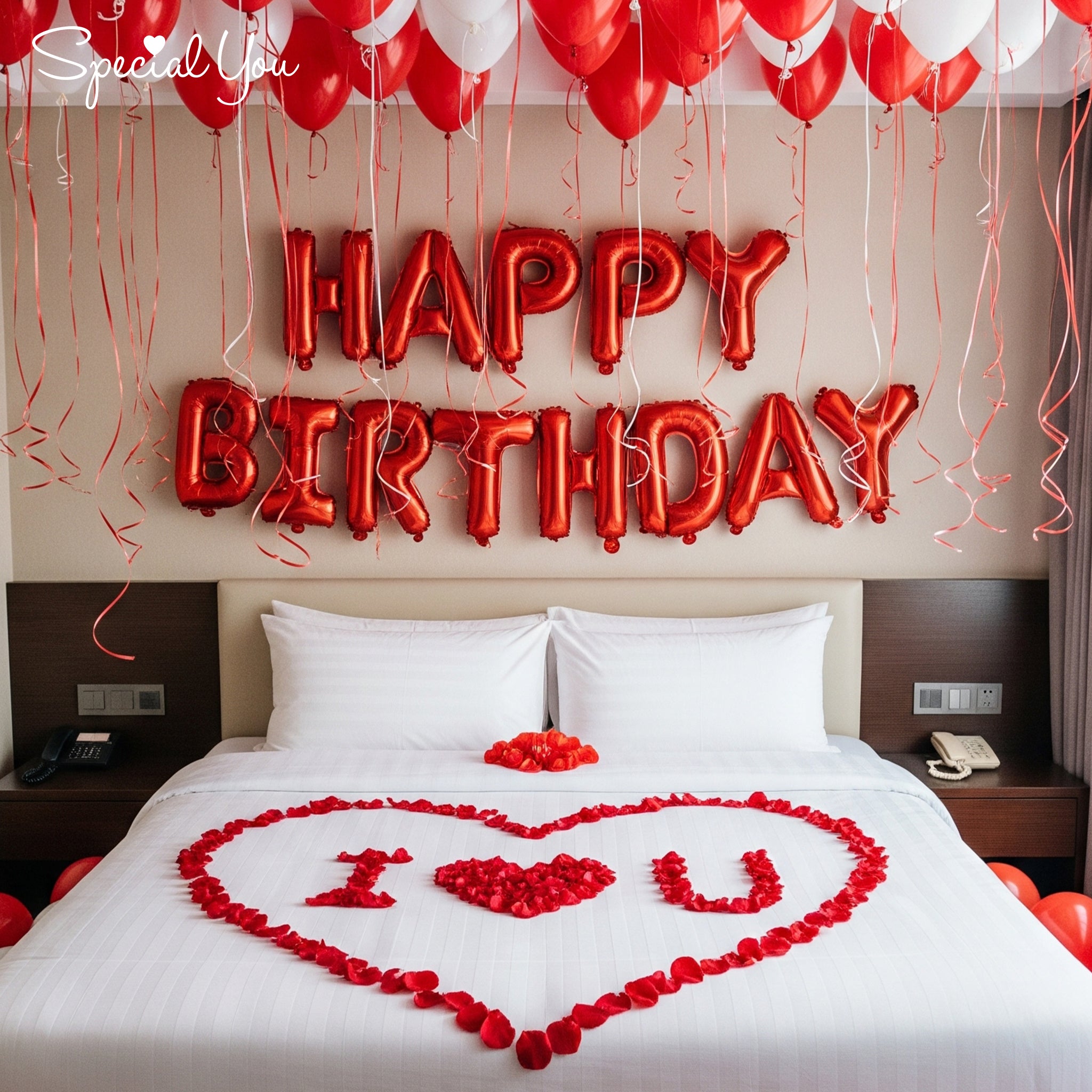 Romantic Red & White Birthday Surprise