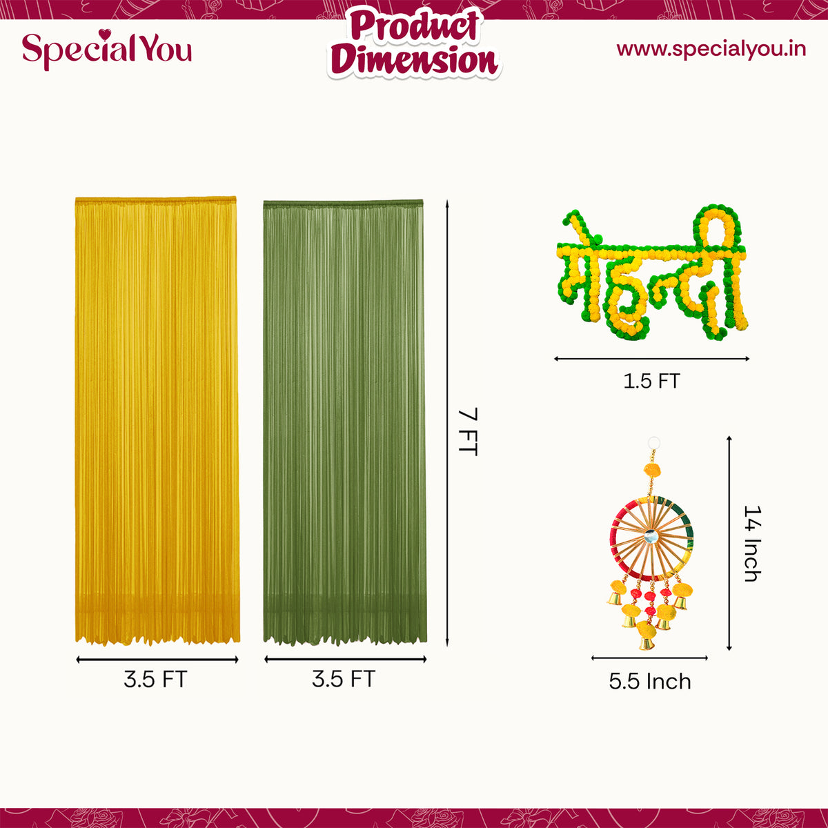 Yellow & green Backdrop Decor Kit For "Mehendi Celebration!"