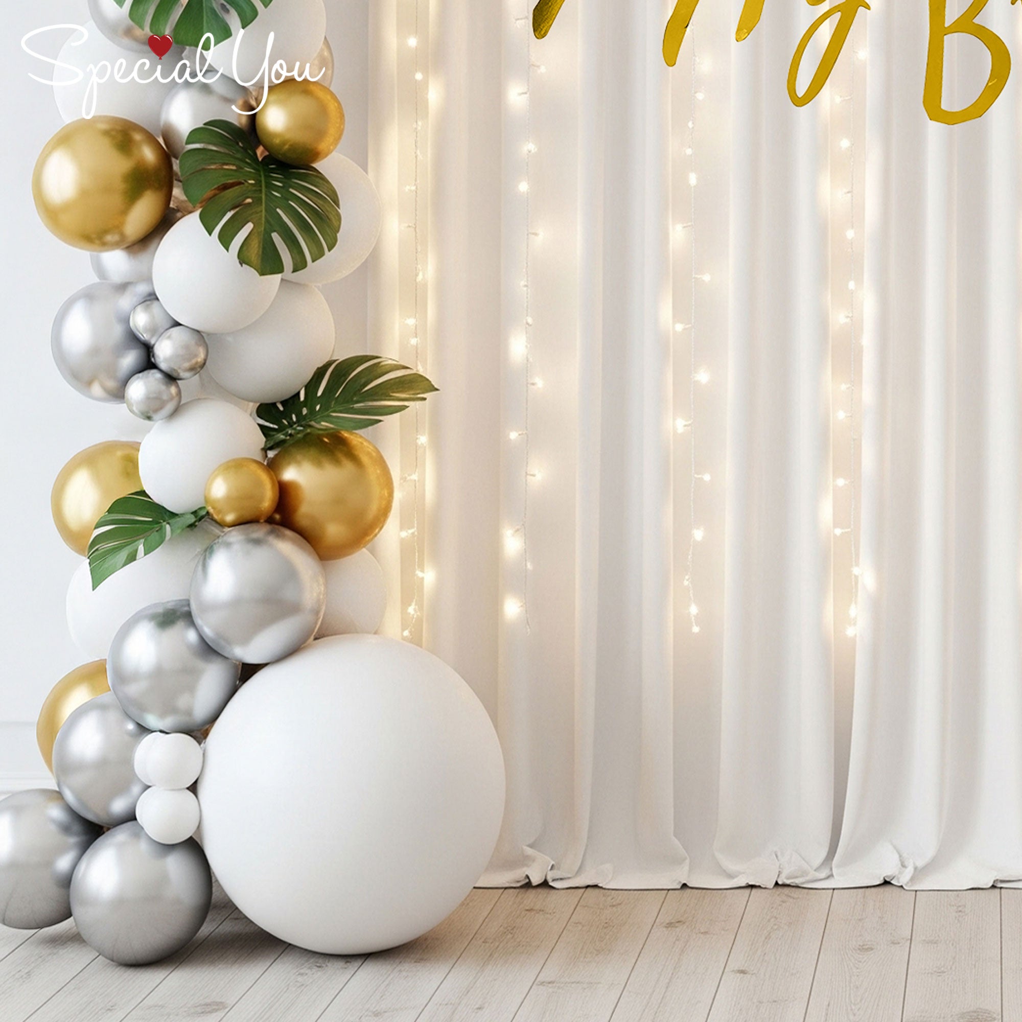 Elegant White & Golden Birthday Decor