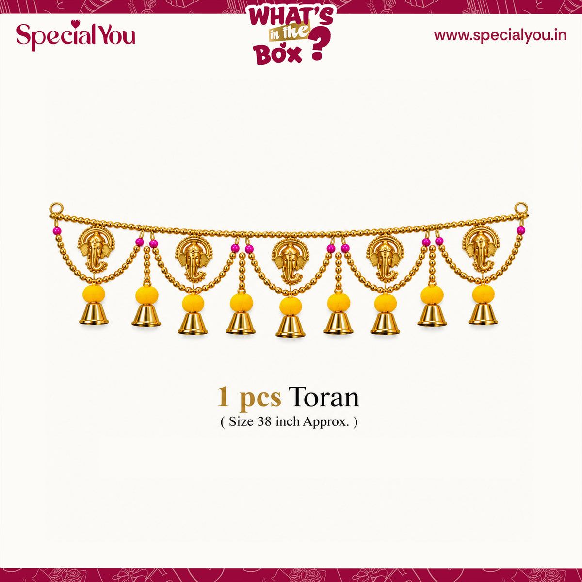 Gold Ganesh Toran for Entrance for Diwali Decoration for Home