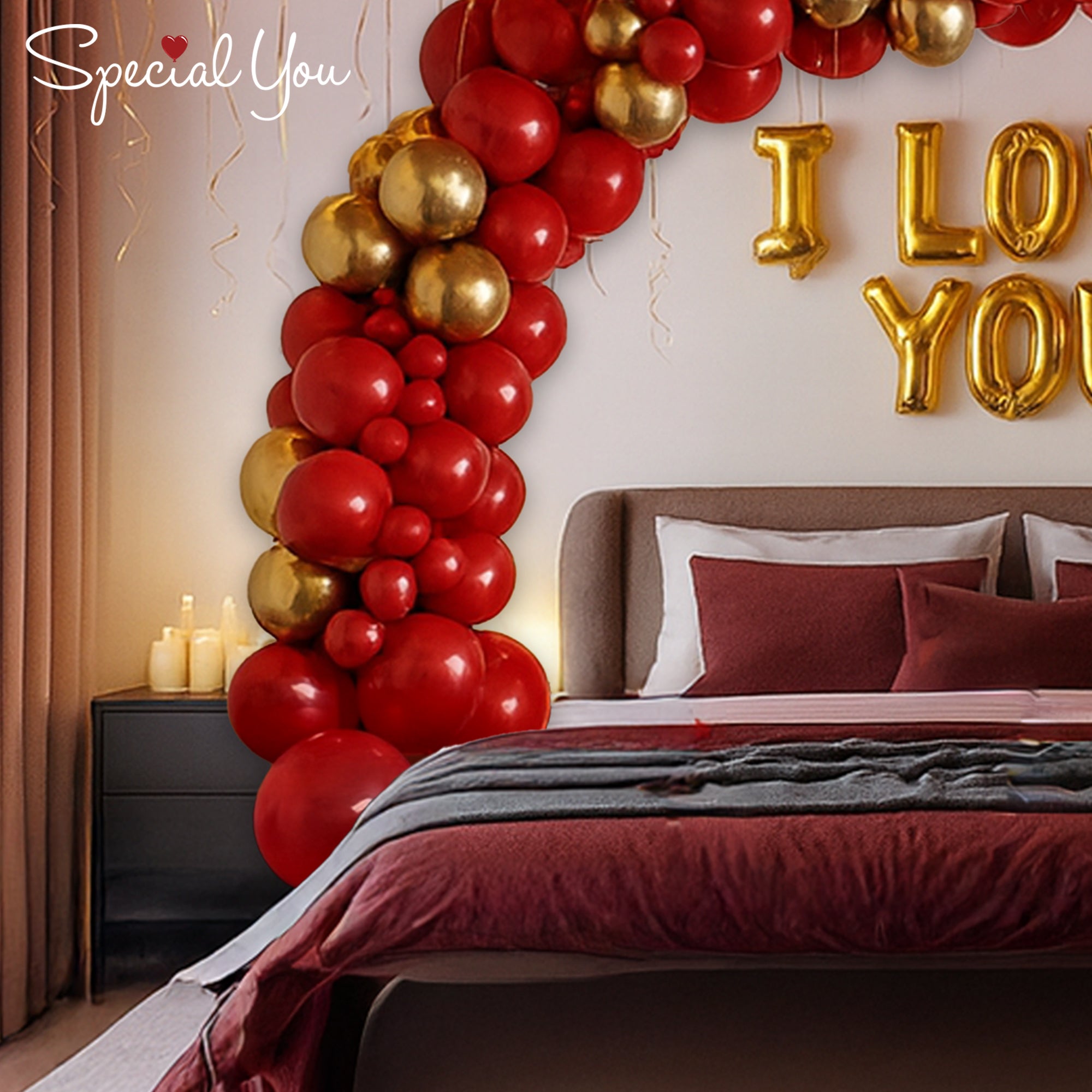 Golden & Red Balloon Elegance Decor