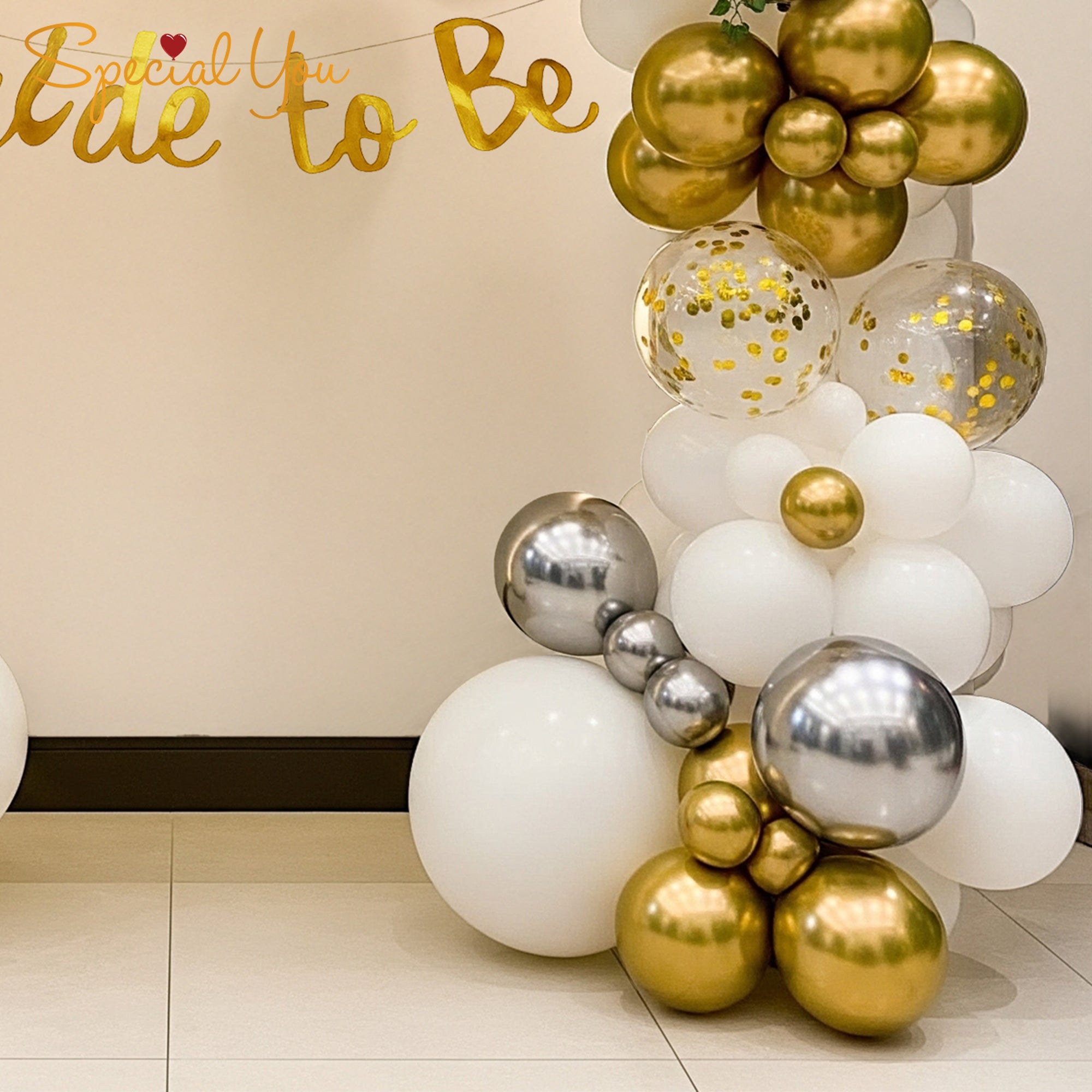 Sophisticated Bride-to-Be Balloon Arch