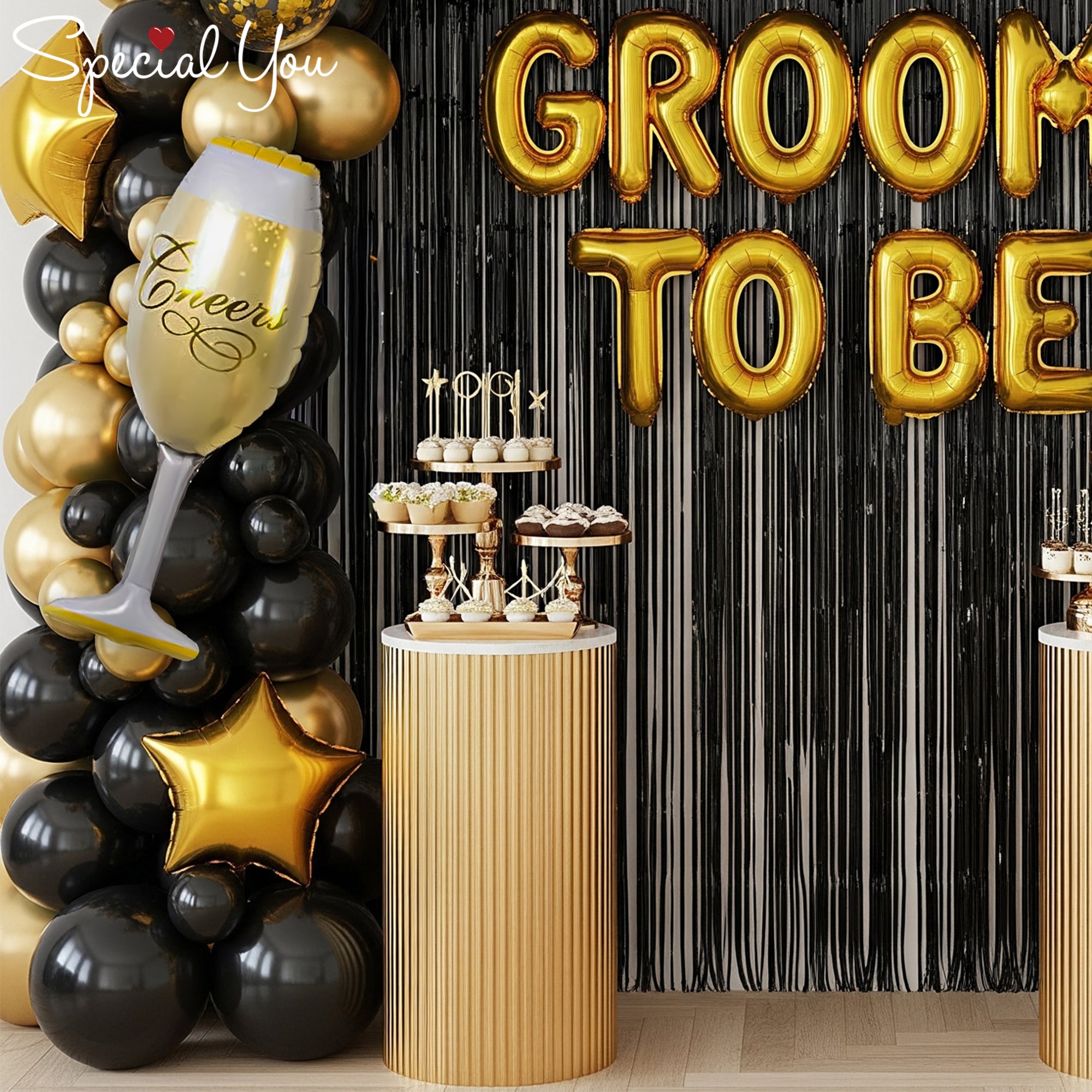 Black & Gold Groom Glam Decor