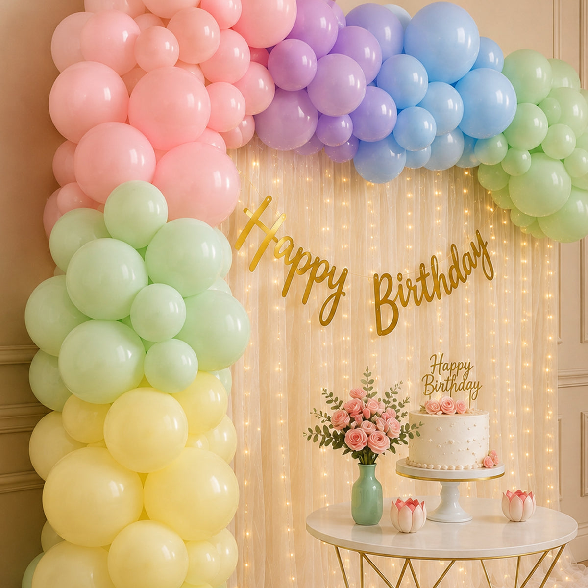 Rainbow theme b'day backdrop decor kit