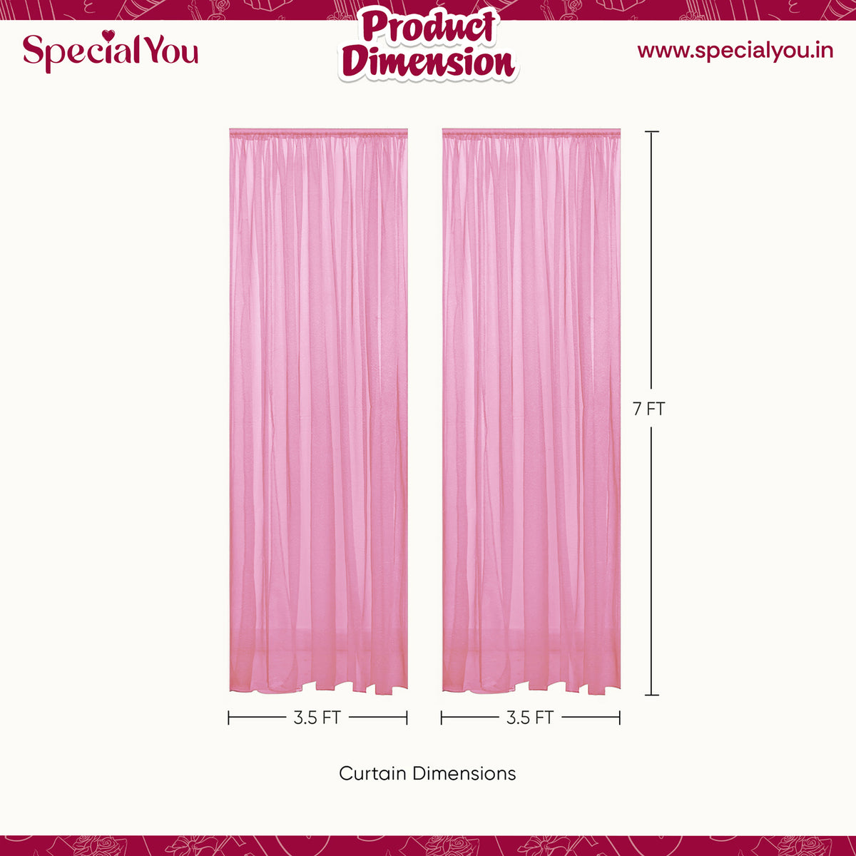 Backdrop: Pink Tulle Net Decorative curtain- Set of 2