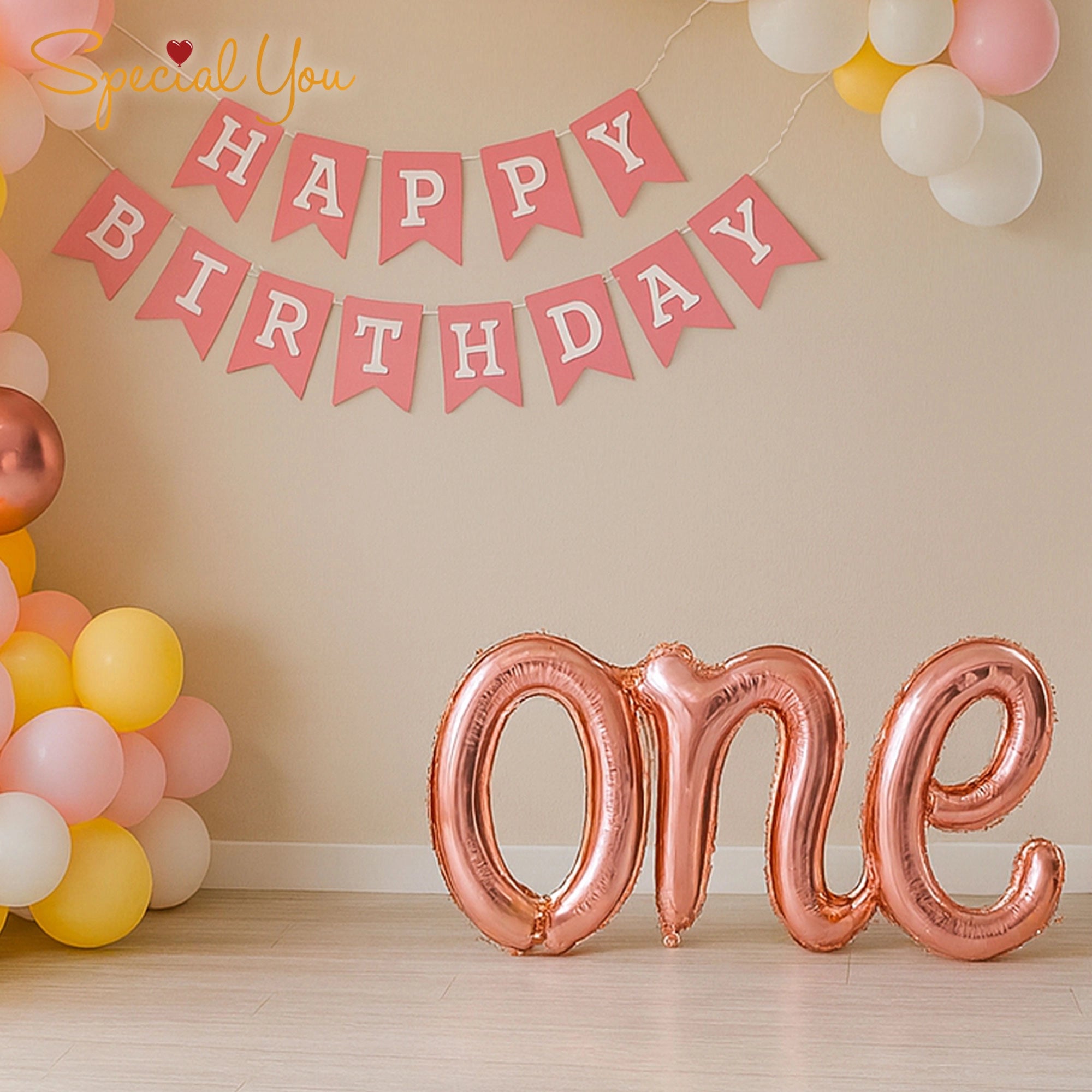 Pastel First Birthday Balloon Decor