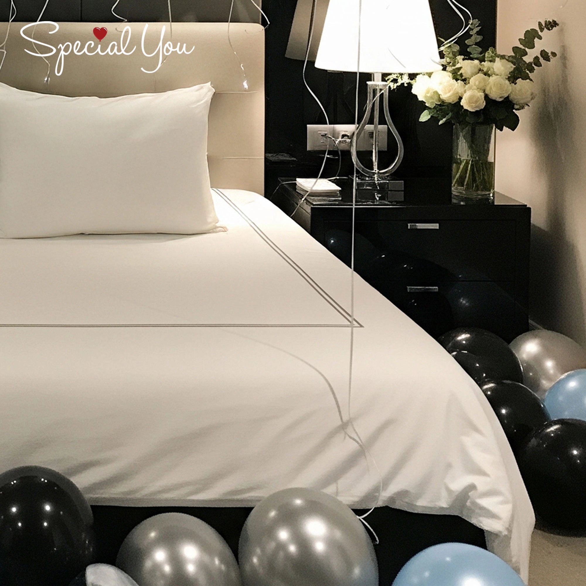 Black, Silver & Blue Birthday Balloon Room Decor