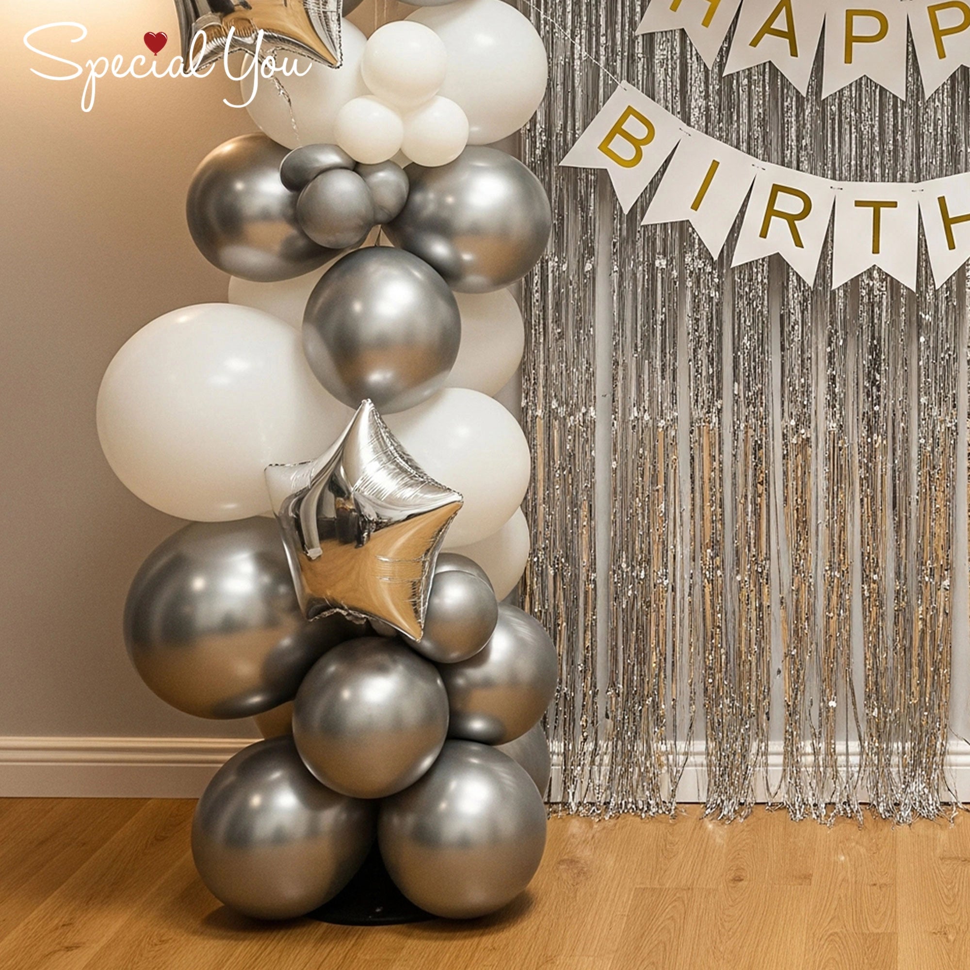 Silver Sparkle Star Balloon Decor