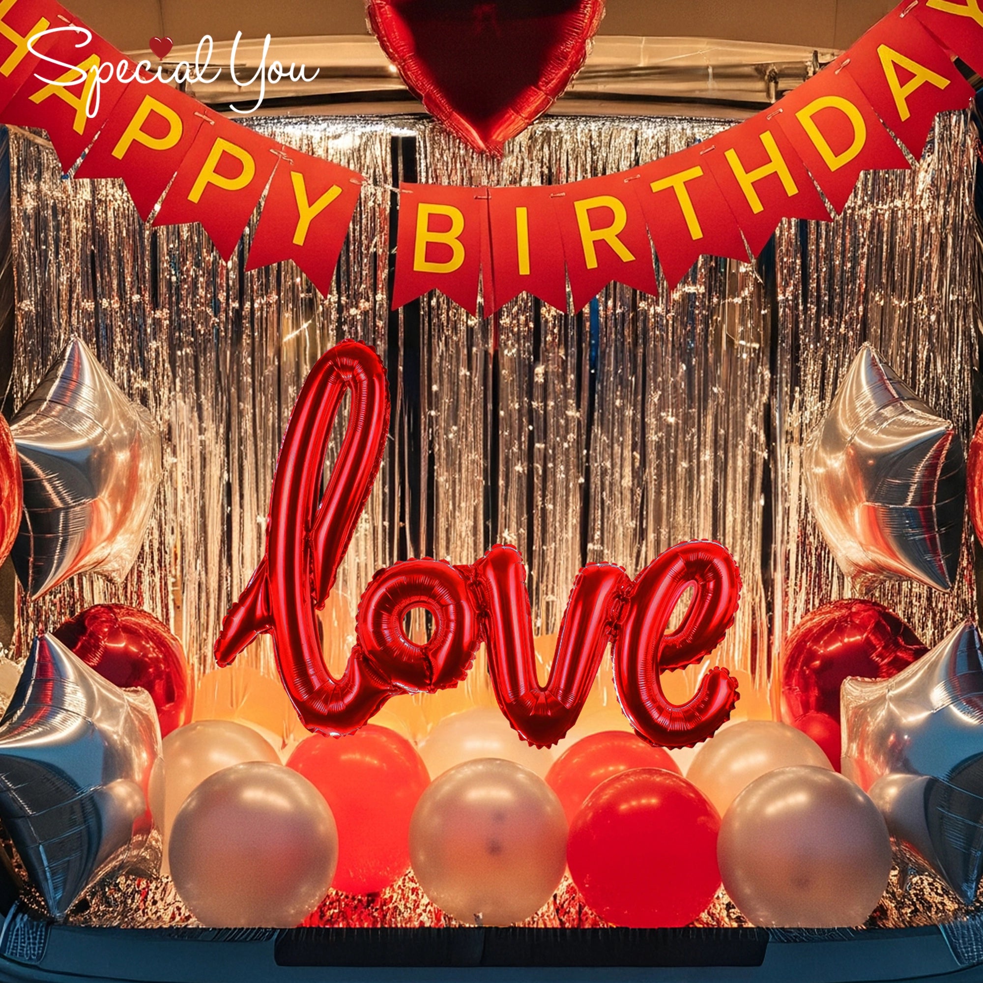 Red & Silver Car Boot Birthday Decor