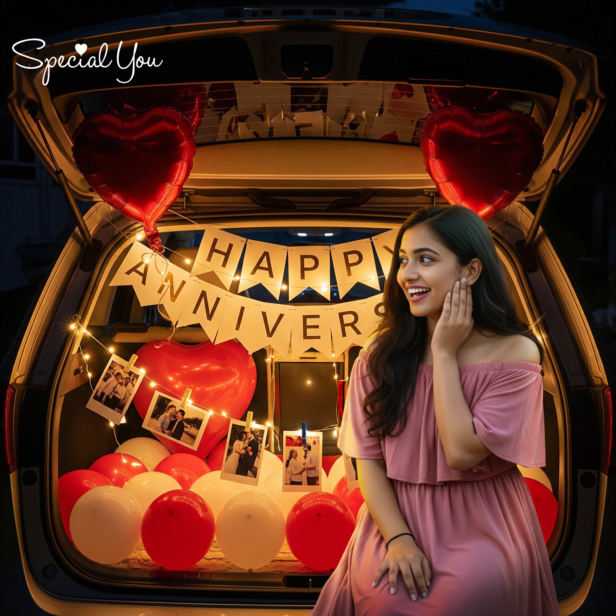 Romantic Anniversary Car Boot Decor