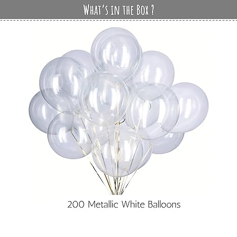 200 Metallic White Balloons