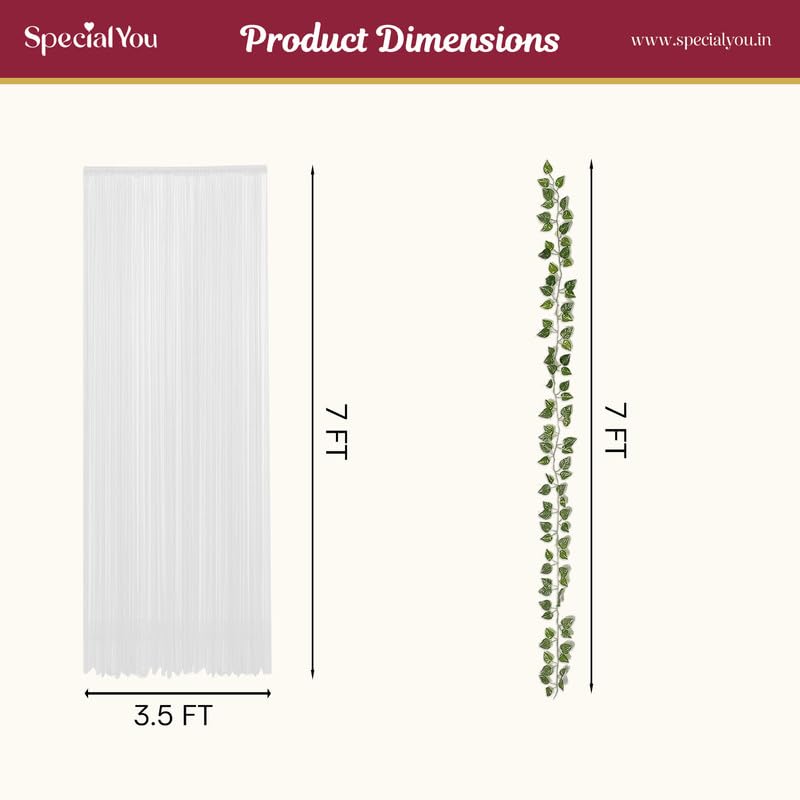 Ganpati Serenity Backdrop Décor Set – White Cloth, Kolam & Green Vines