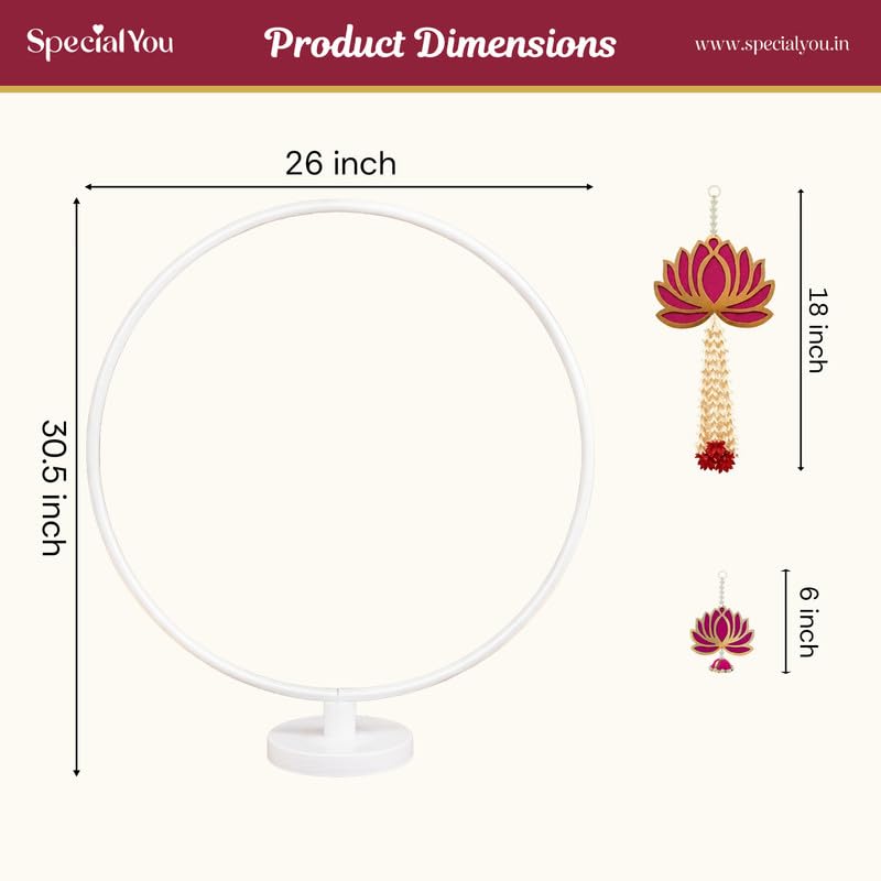 Lotus Harmony Ganpati Stand Set – White Stand with Lotus Hangings (6 Pieces)