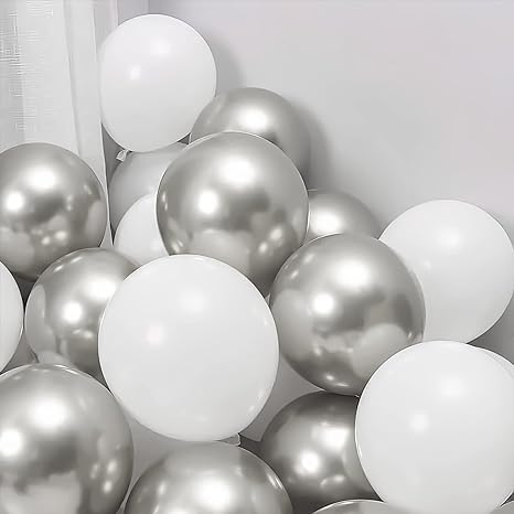 200 Metallic Silver Balloons