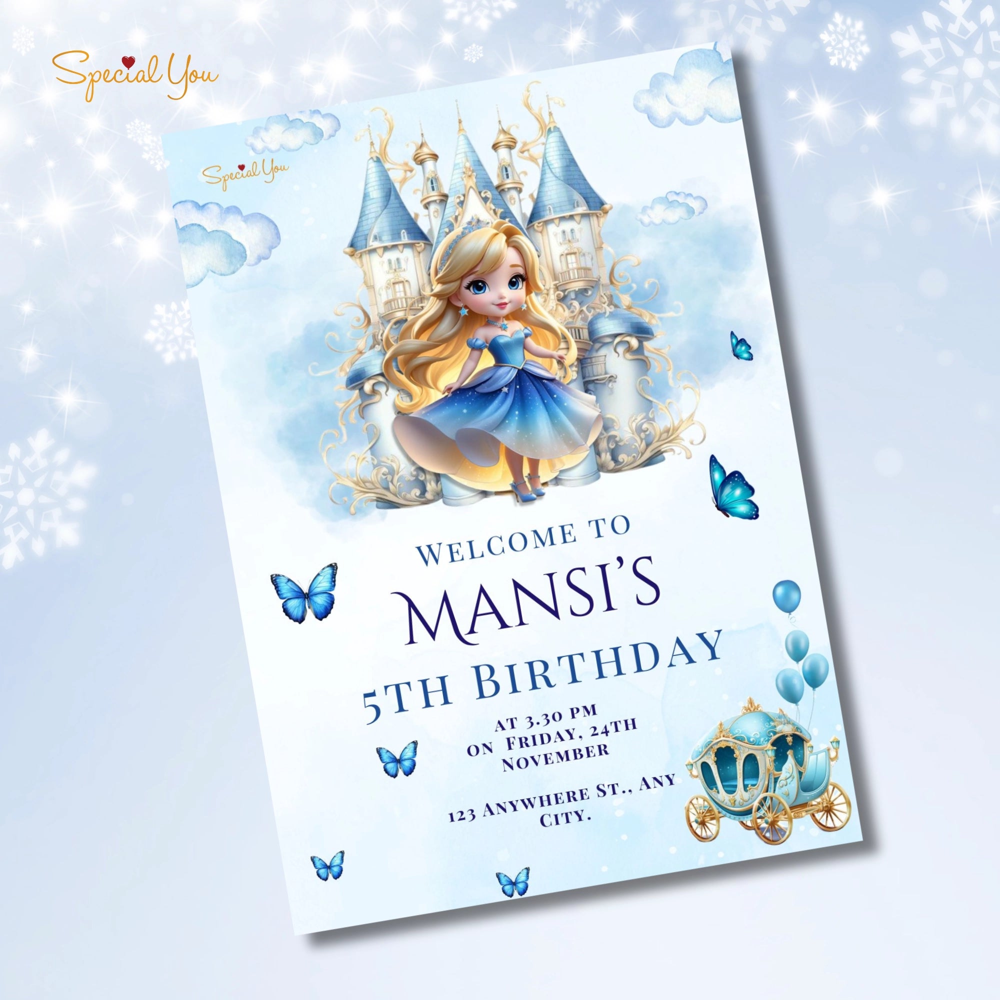 Cinderella Theme Birthday E-Invite