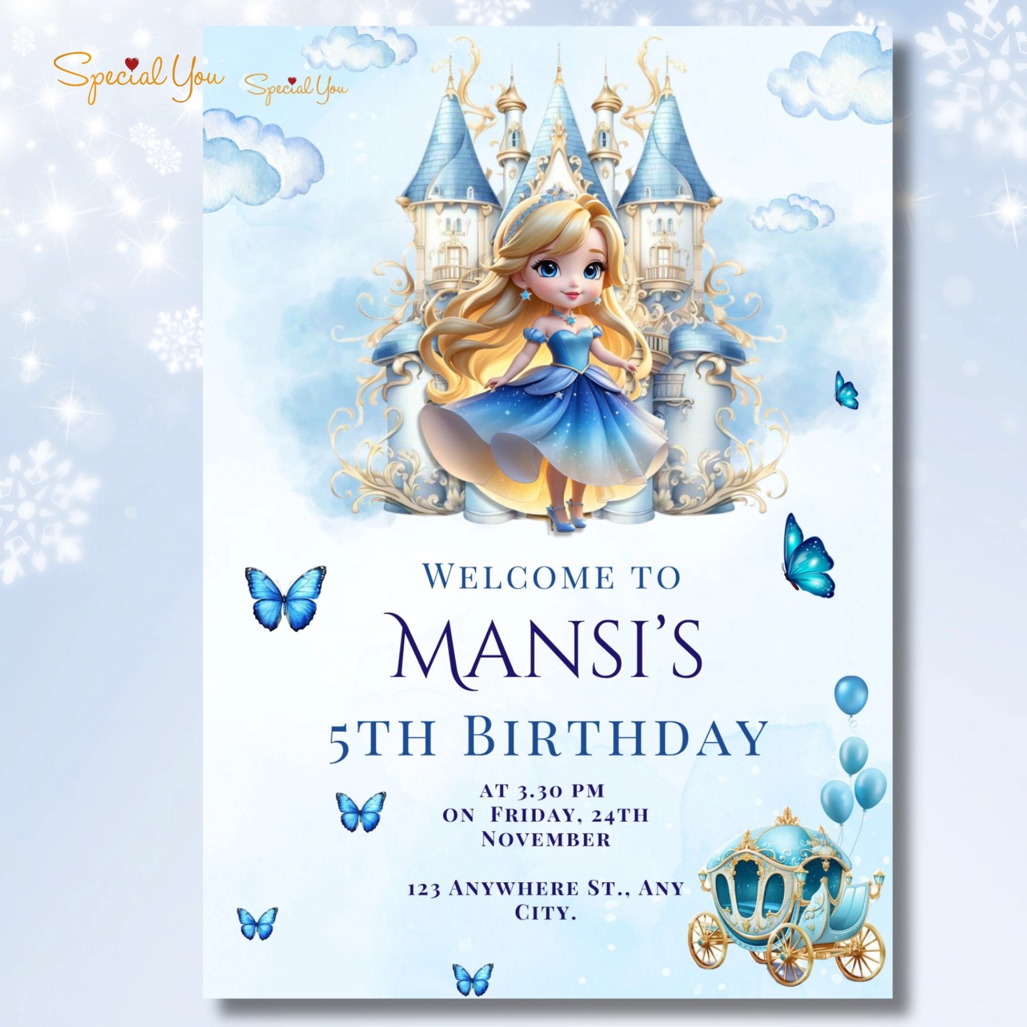 Cinderella Theme Birthday E-Invite